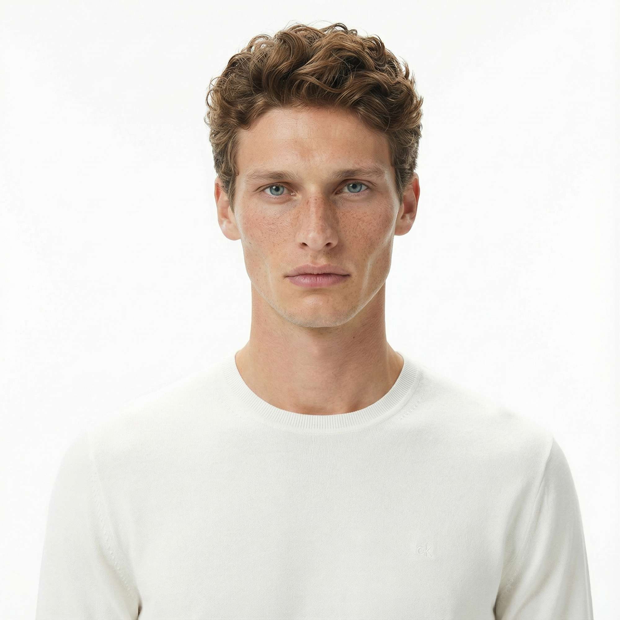 Calvin Klein Supima Cotton Crew Erkek Beyaz Triko