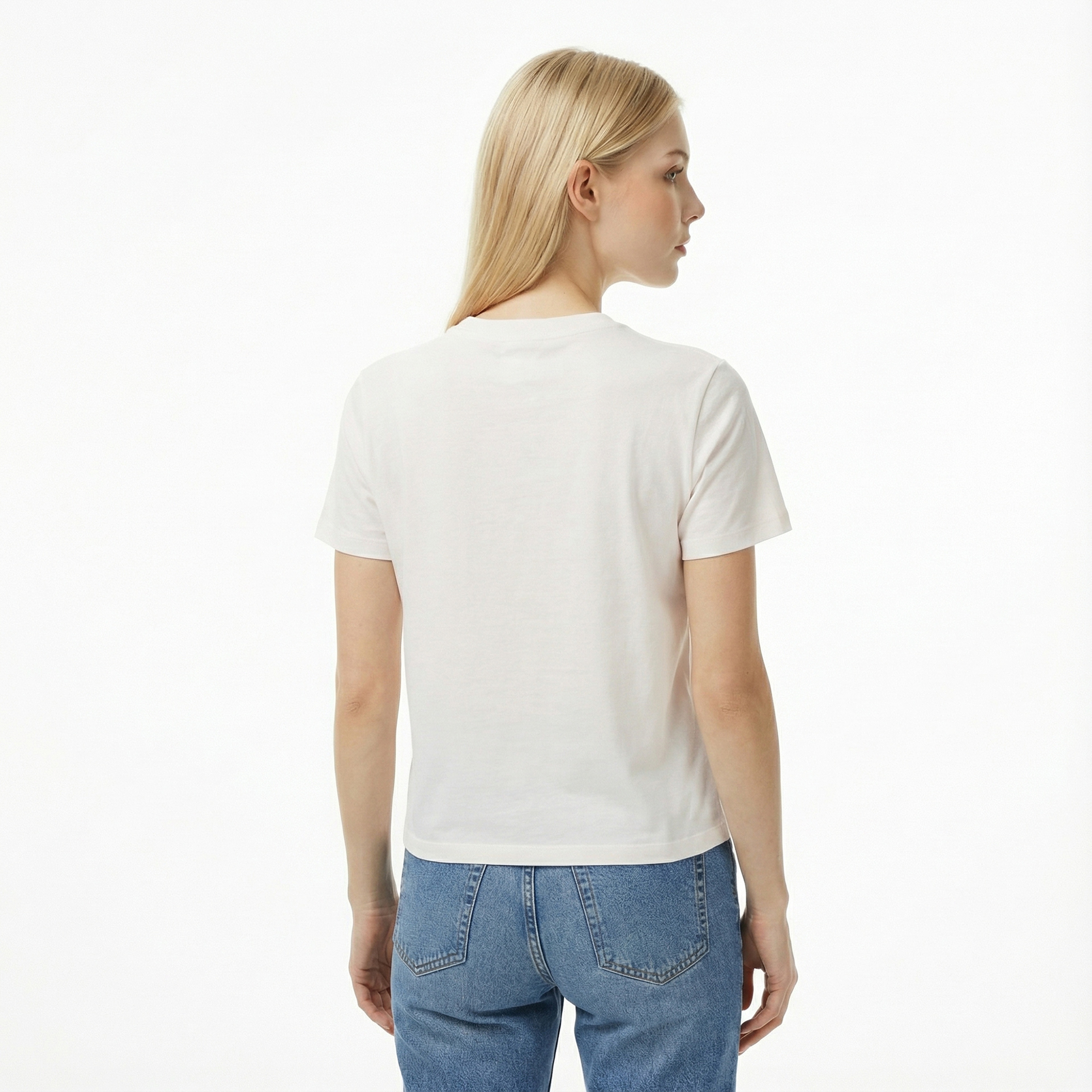 Calvin Klein Classic Foil Monologo Kadın Beyaz T-Shirt