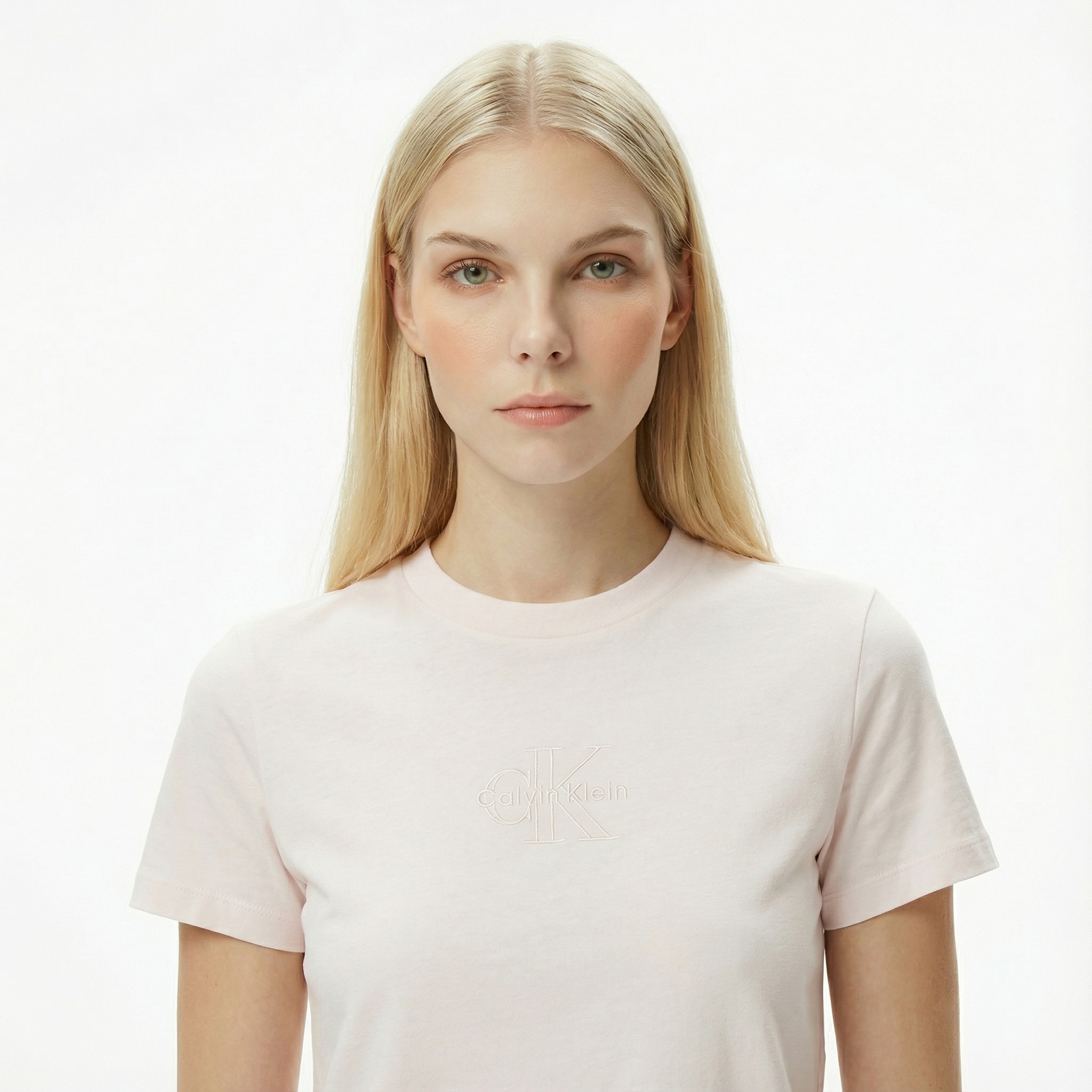 Calvin Klein Classic Foil Monologo Kadın Beyaz T-Shirt