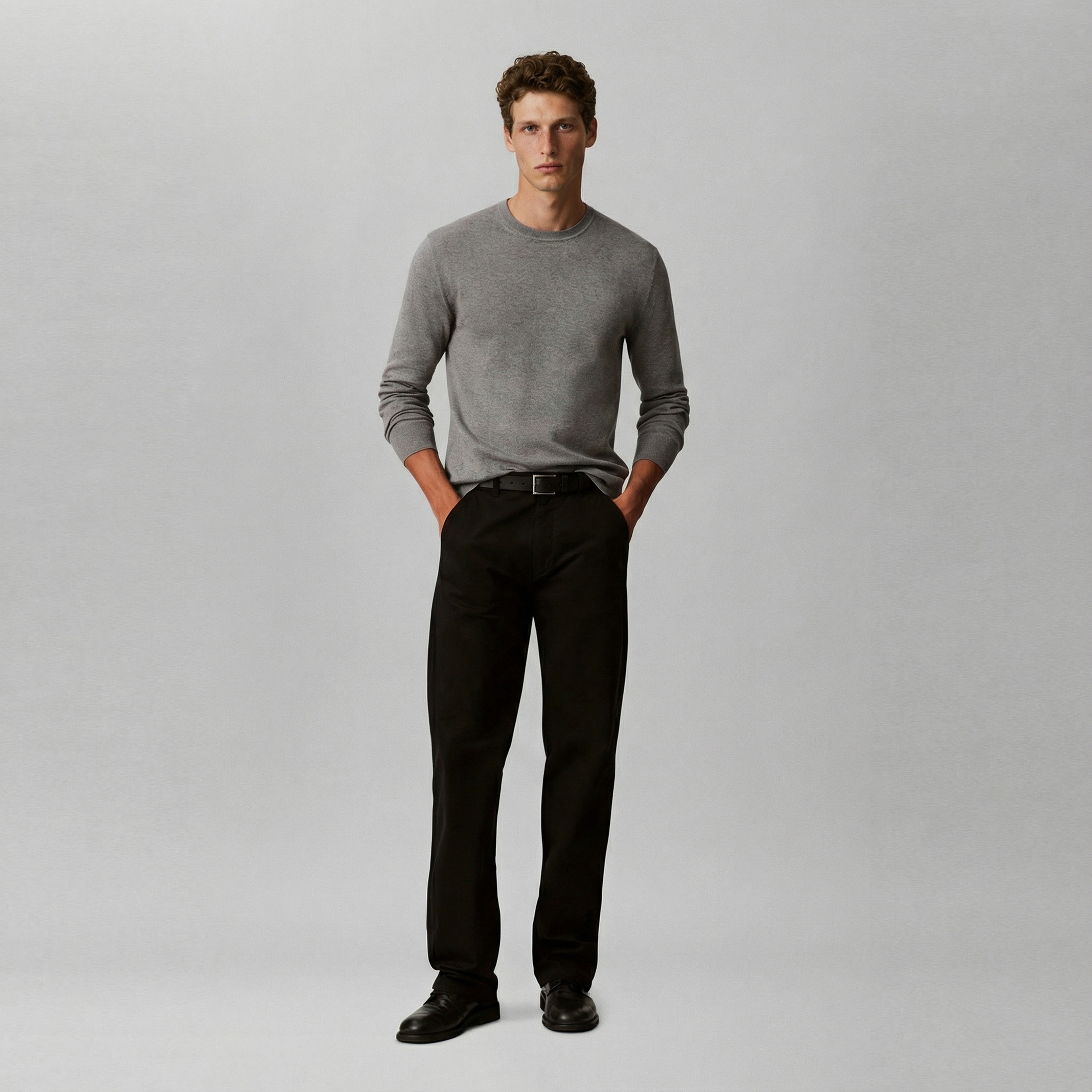 Calvin Klein Supima Cotton Crew Erkek Gri Triko