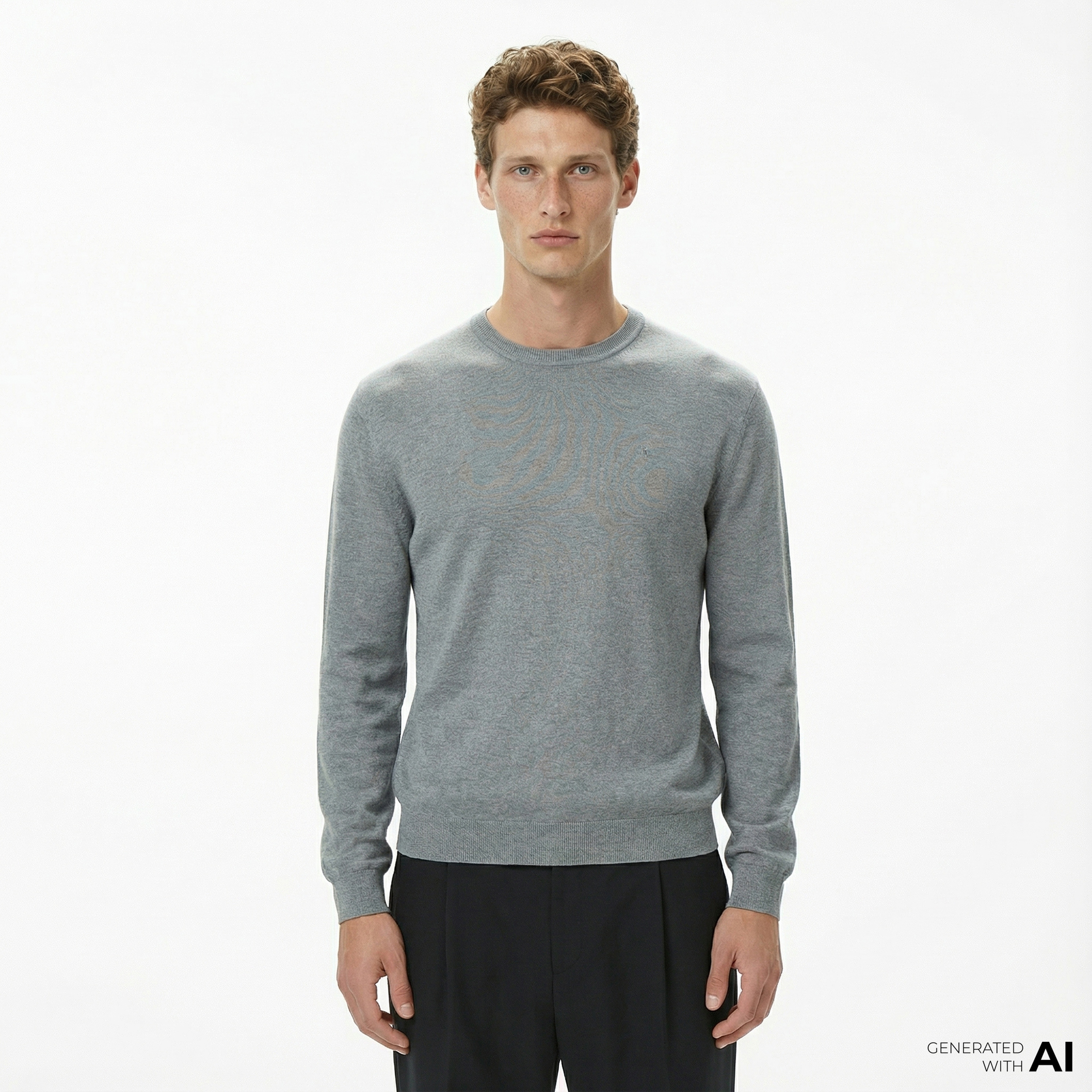 Calvin Klein Supima Cotton Crew Erkek Gri Triko