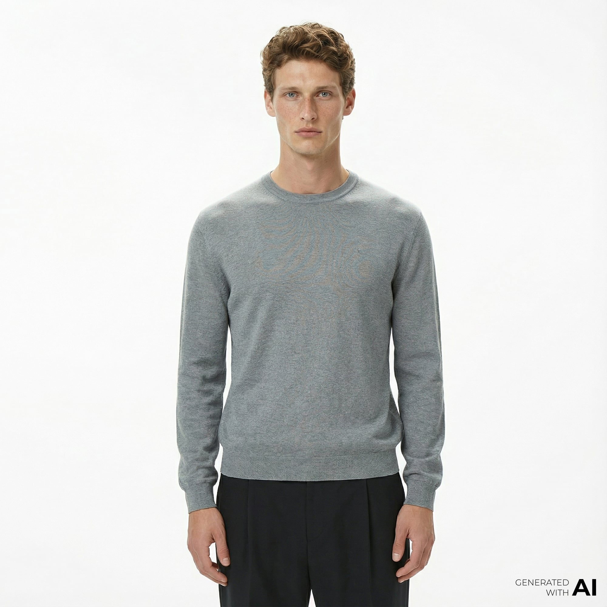 Calvin Klein Supima Cotton Crew Erkek Gri Triko