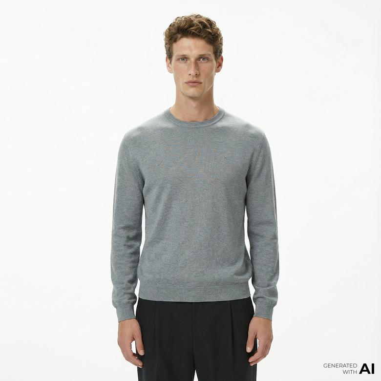 Calvin Klein Supima Cotton Crew Erkek Gri Triko