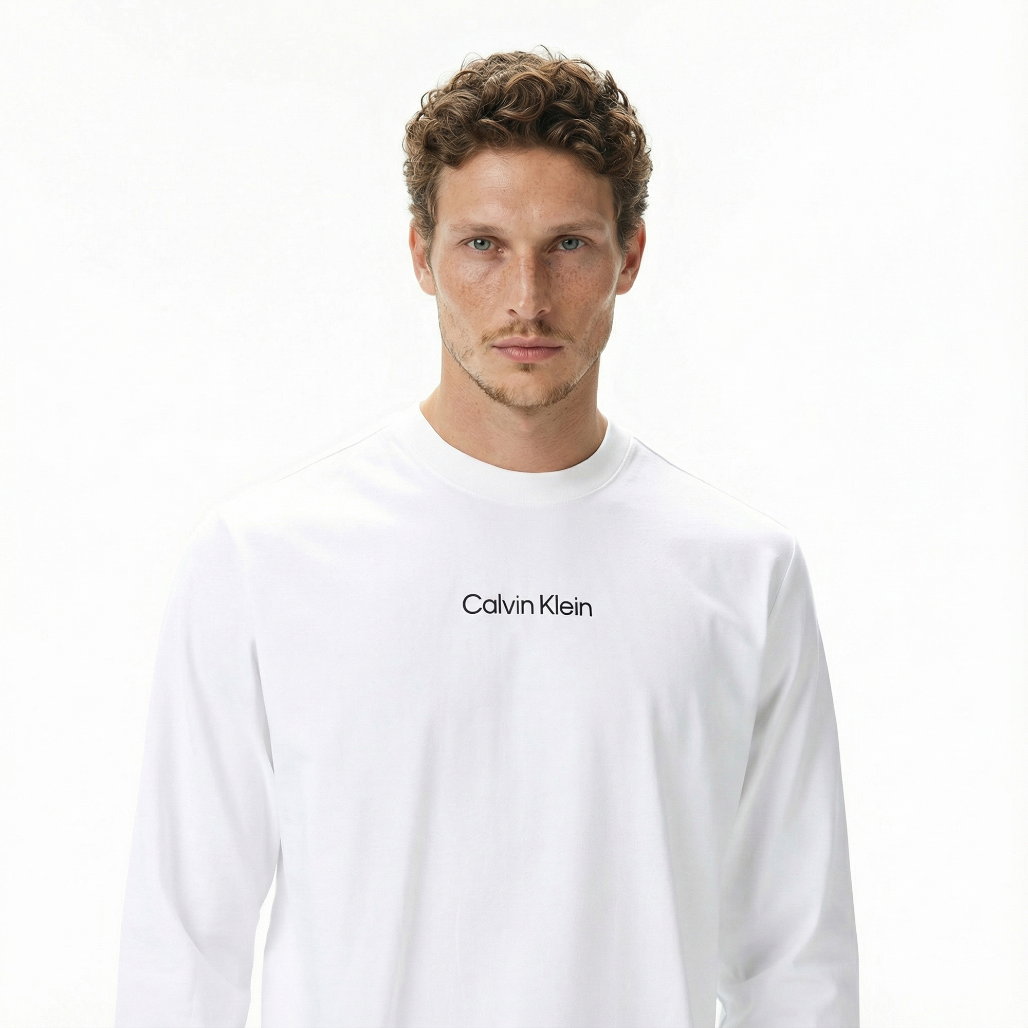 Calvin Klein Standard Logo Crew Erkek Beyaz T-Shirt