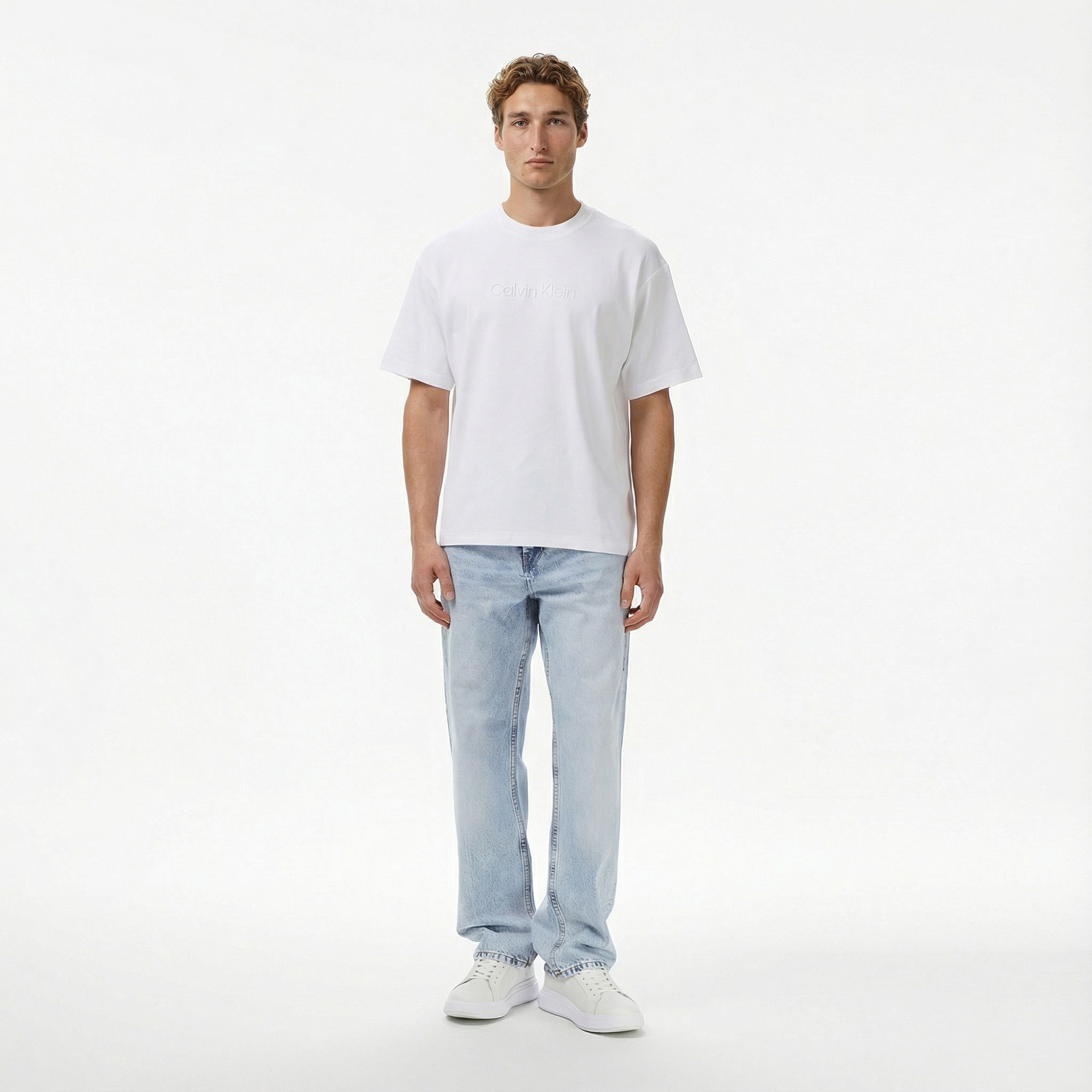 Calvin Klein Fashion Logo Erkek Beyaz T-Shirt