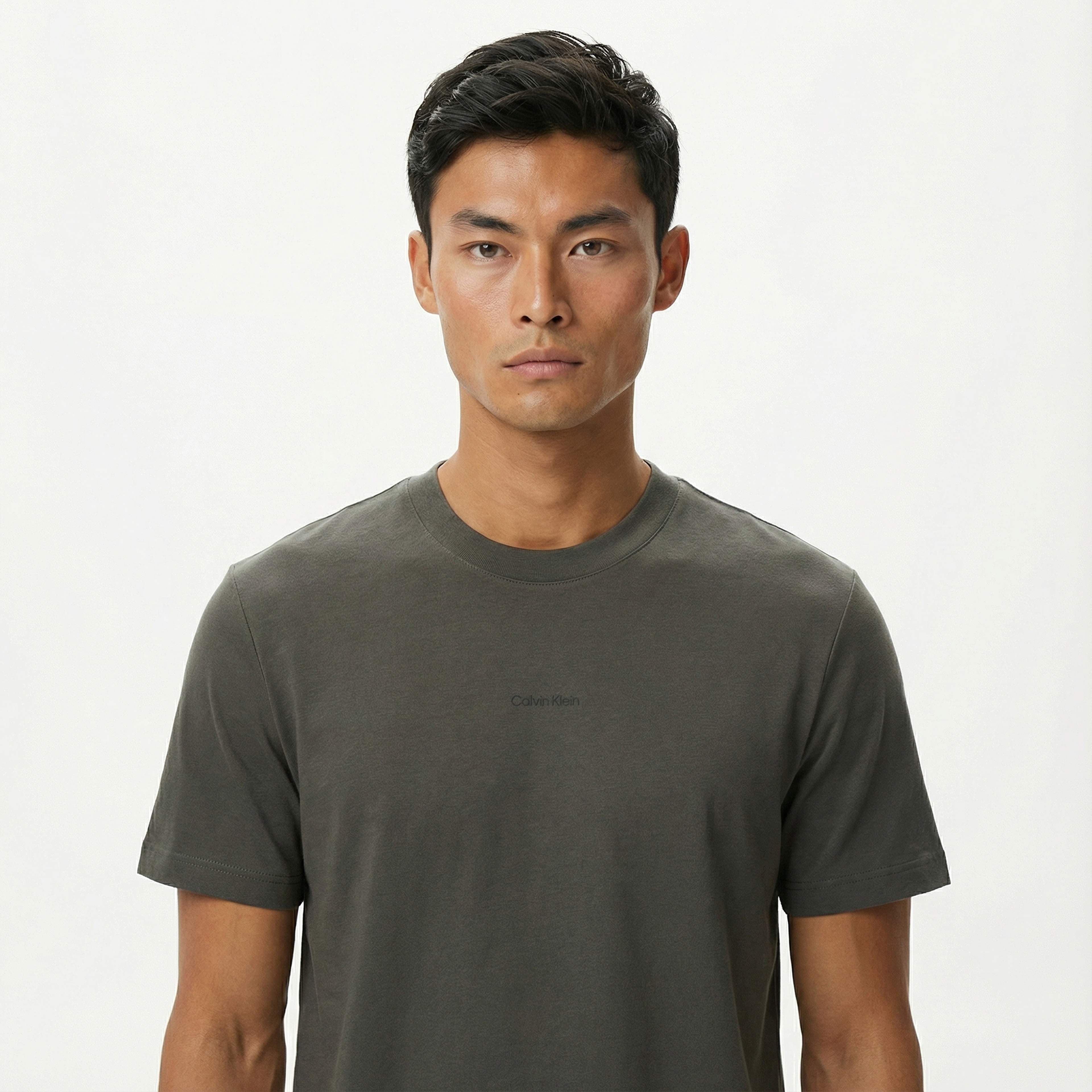 Calvin Klein Stretch Cotton Pique Nano Erkek Gri T-Shirt