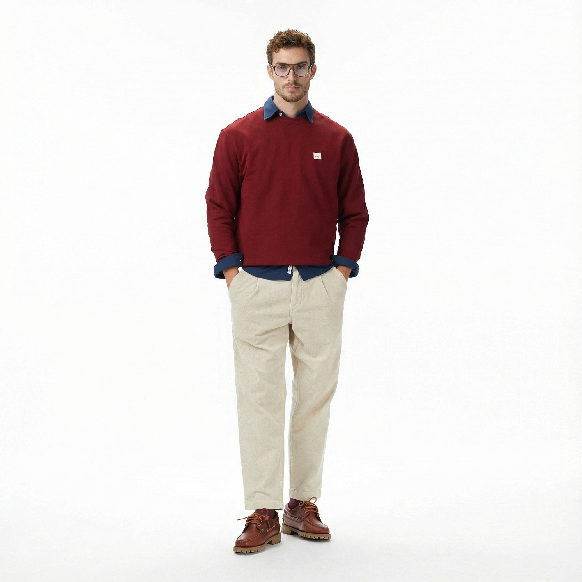 Calvin Klein Terry Badge Erkek Kırmızı Sweatshirt