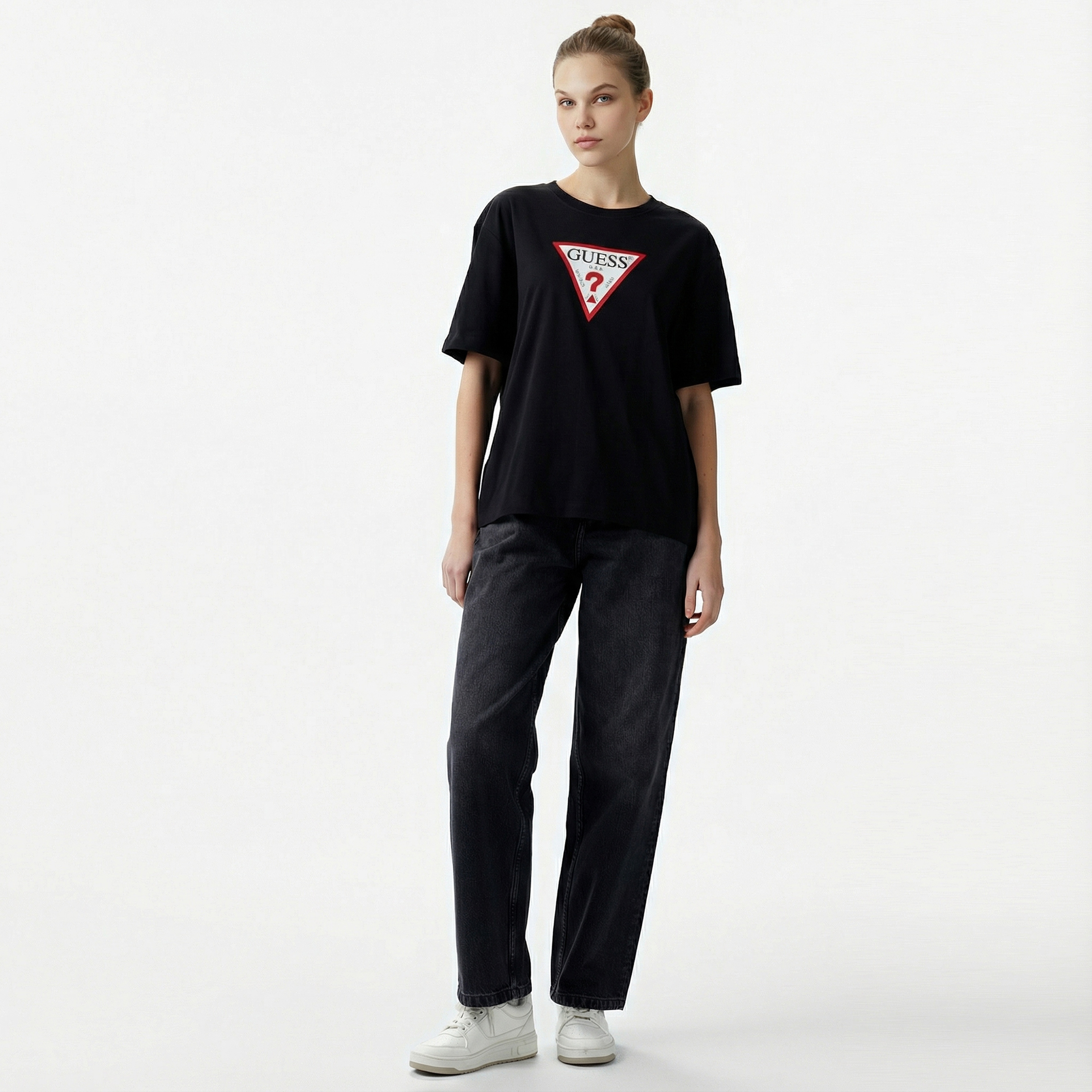 Guess Iconic Organic Cotton Kadın Siyah T-Shirt