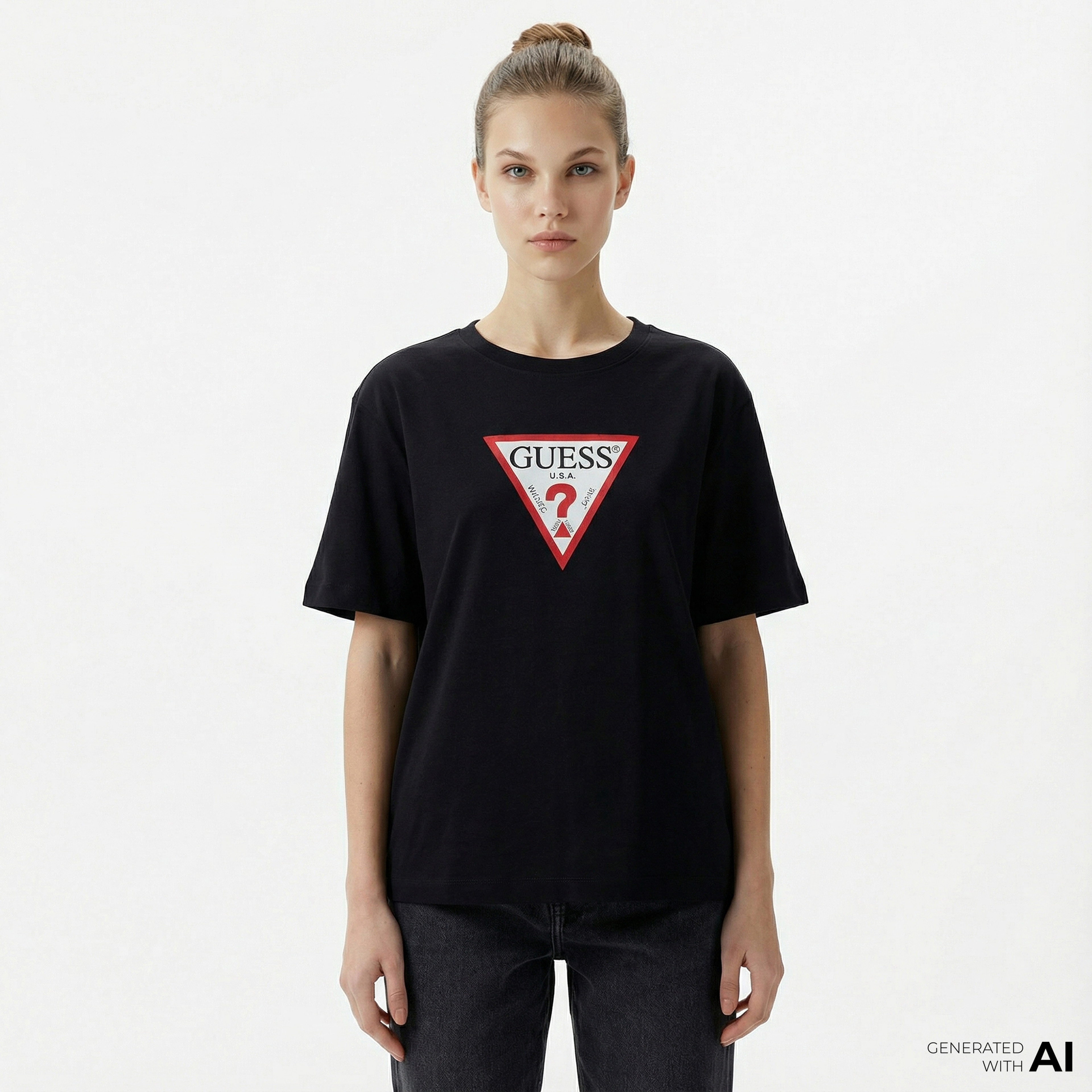 Guess Iconic Organic Cotton Kadın Siyah T-Shirt