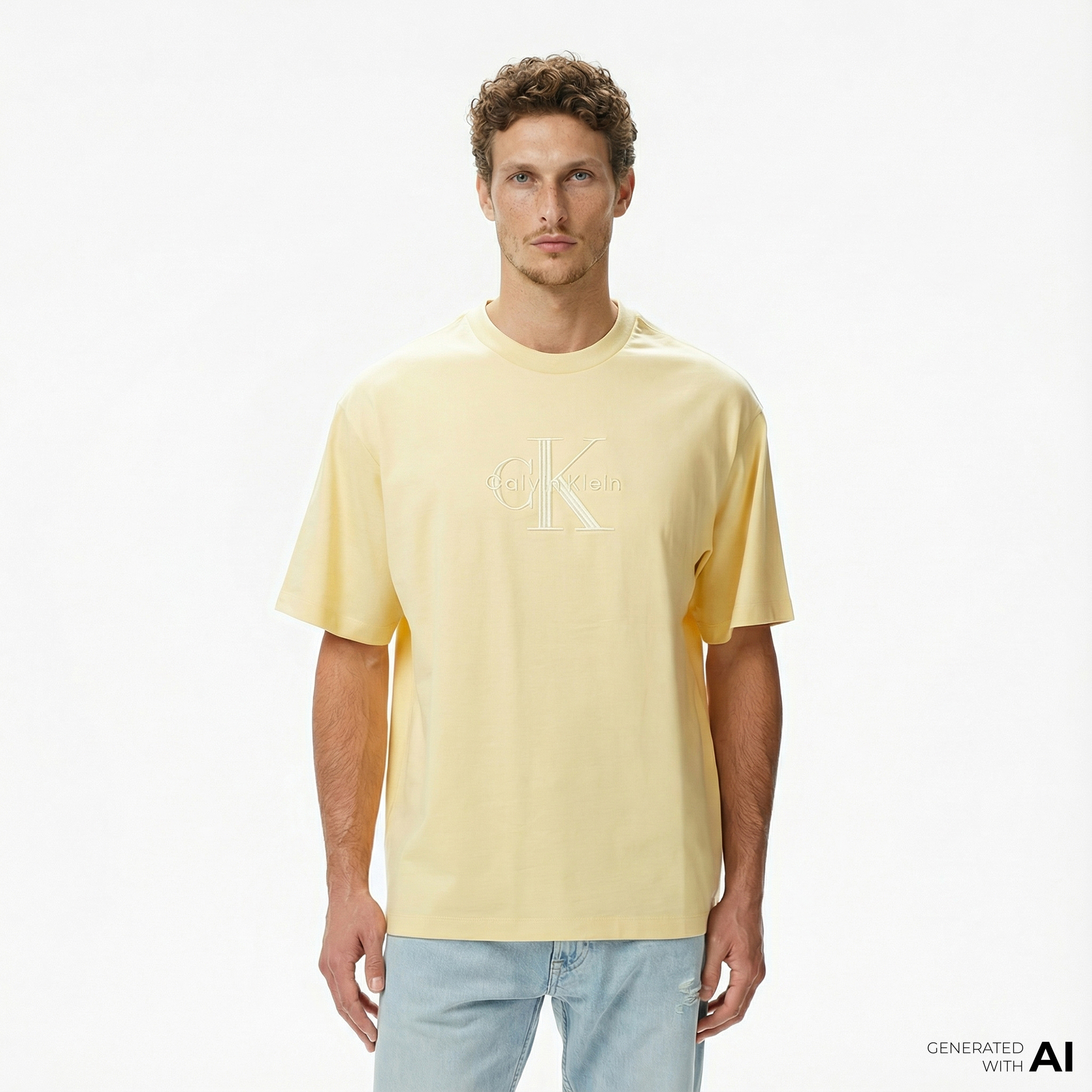 Calvin Klein Jersey Erkek Sarı T-Shirt