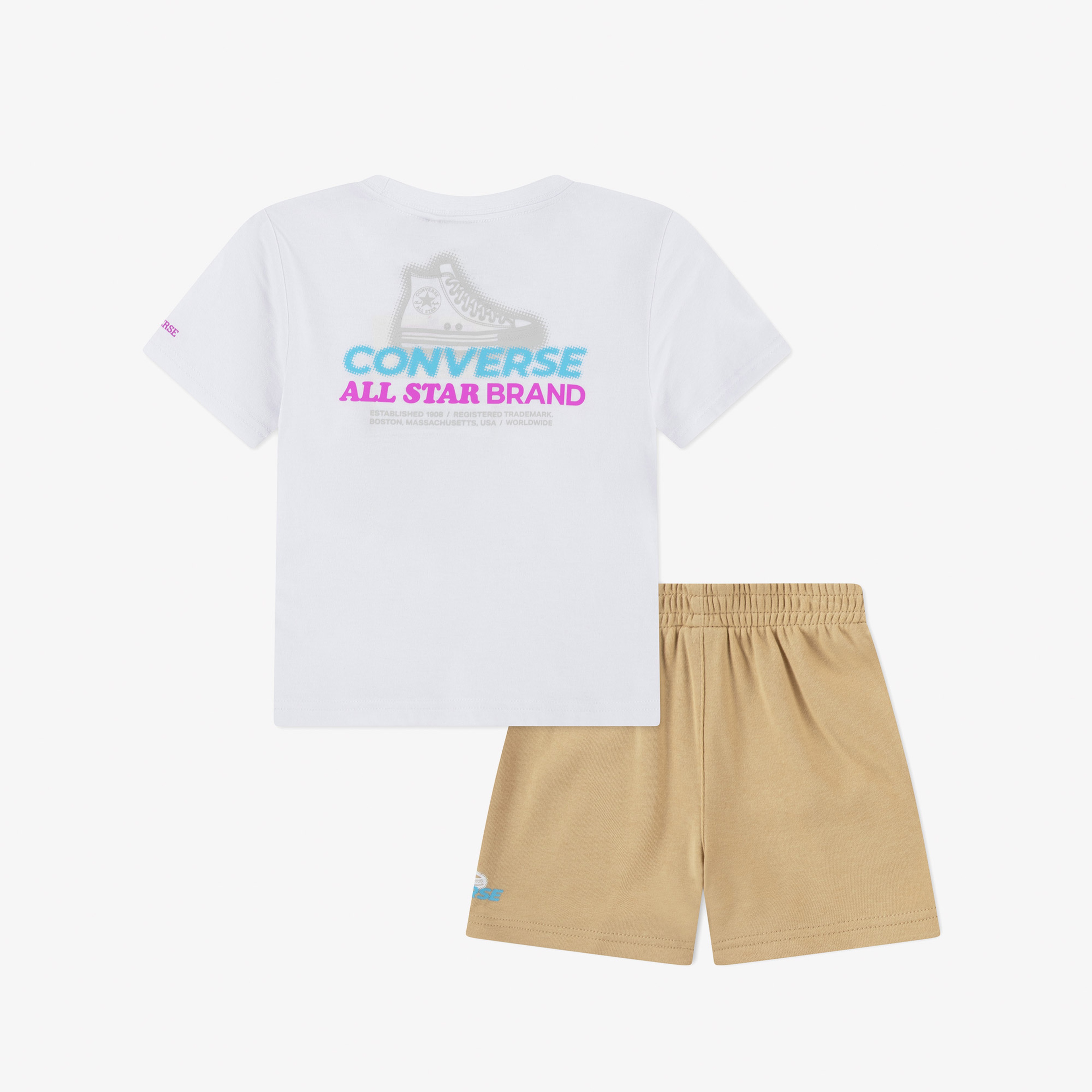 Converse Globe Frontback Çocuk Beyaz/Krem T-Shirt Şort Takım