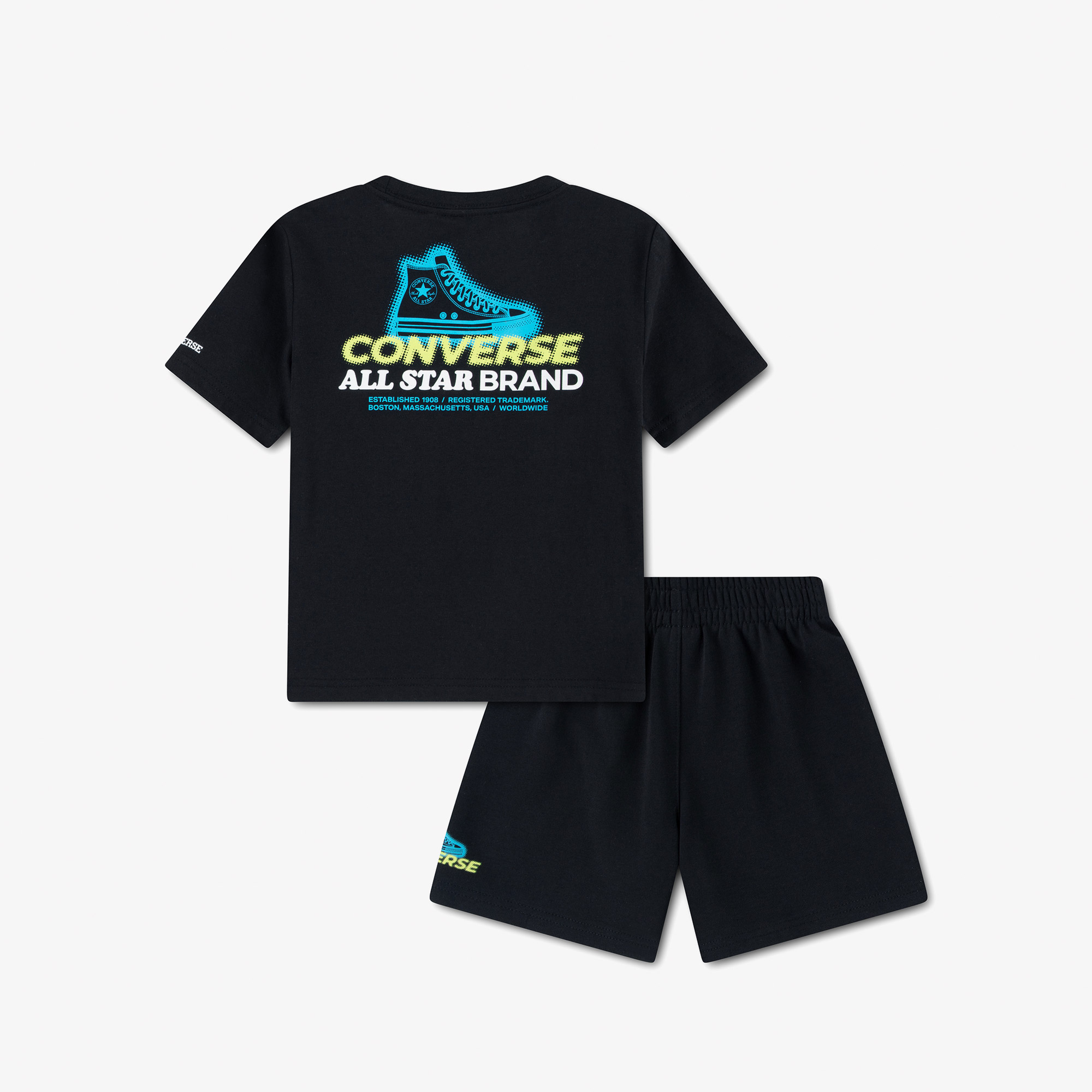 Converse Globe Frontback Çocuk Siyah T-Shirt Şort Takım