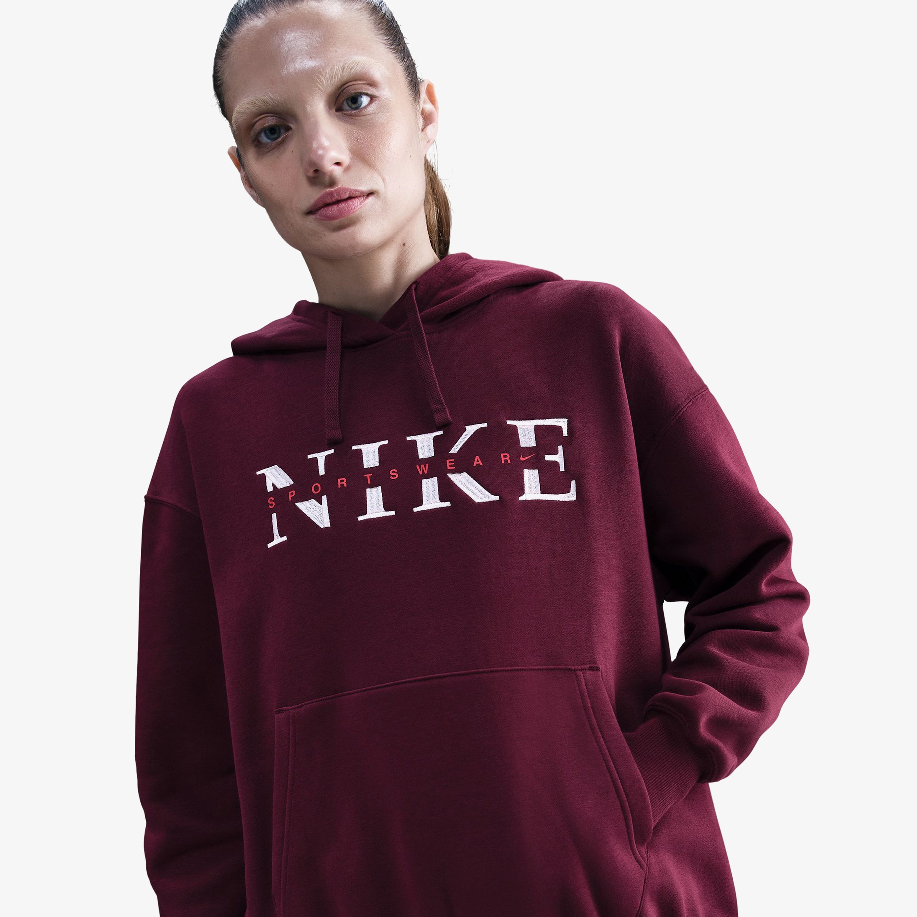 Nike Sportswear Phoenix Fleece Kadın Bordo Sweatshirt