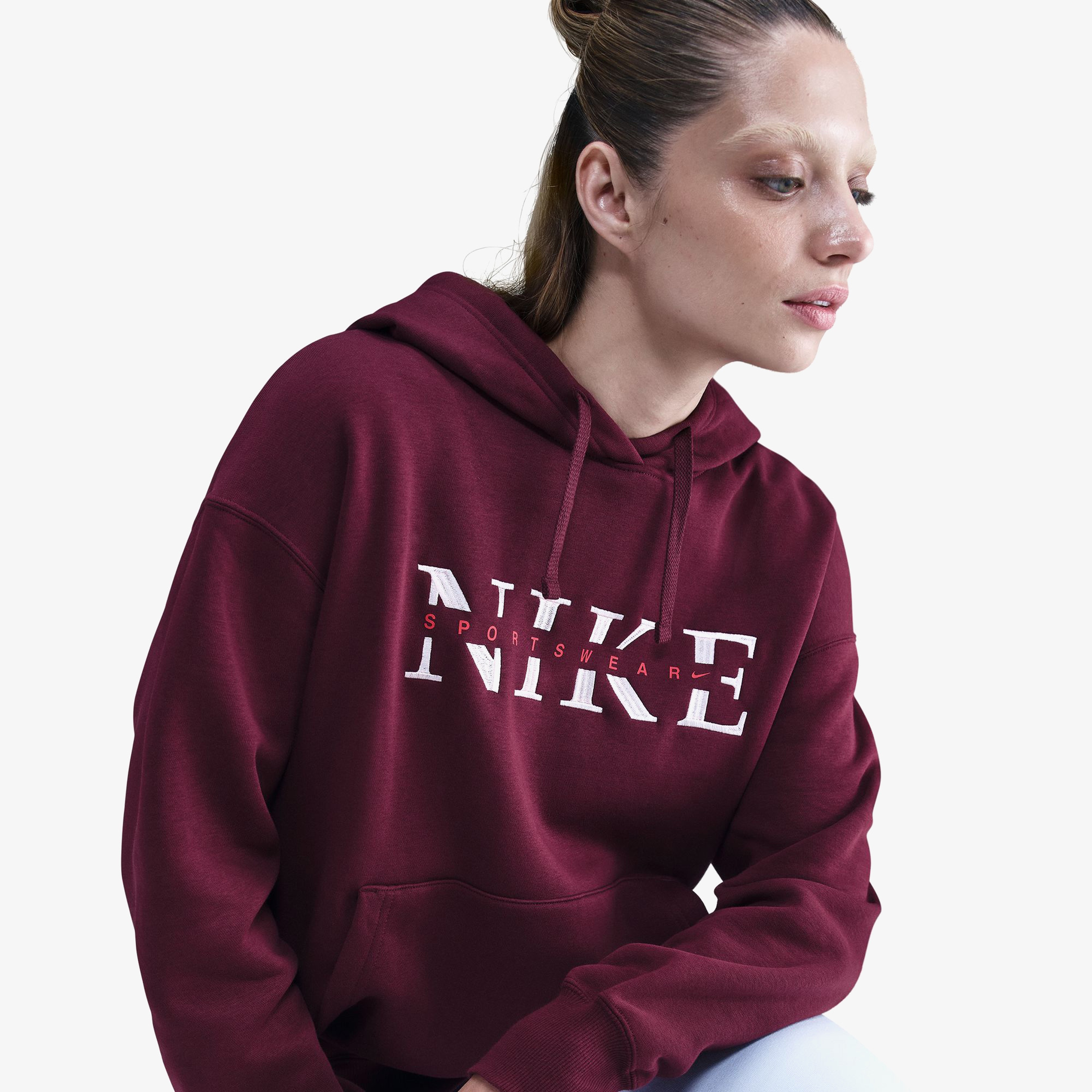 Nike Sportswear Phoenix Fleece Kadın Bordo Sweatshirt