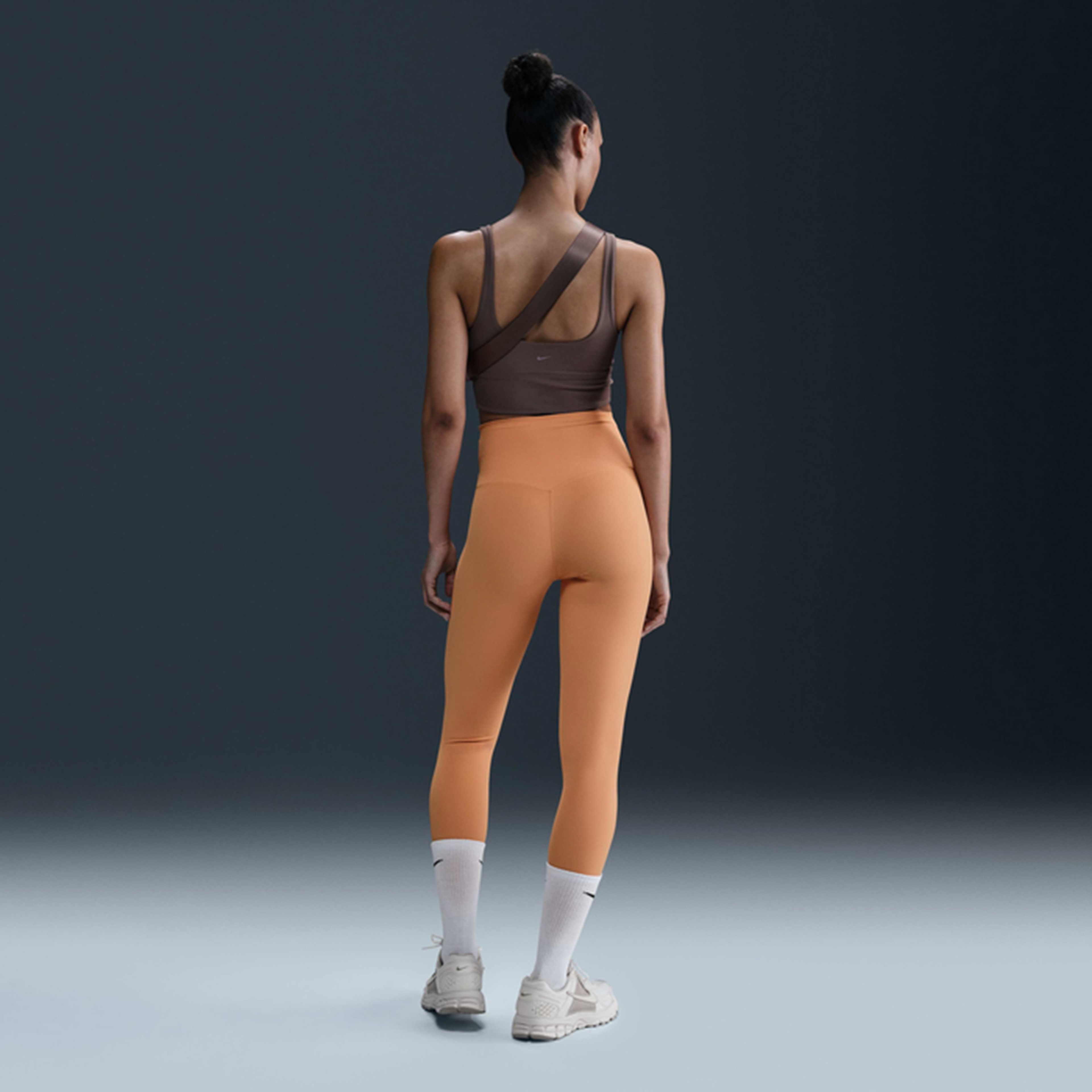 Nike Dri-Fit Zenvy Hr 7/8 Rib Tght Kadın Turuncu Tayt