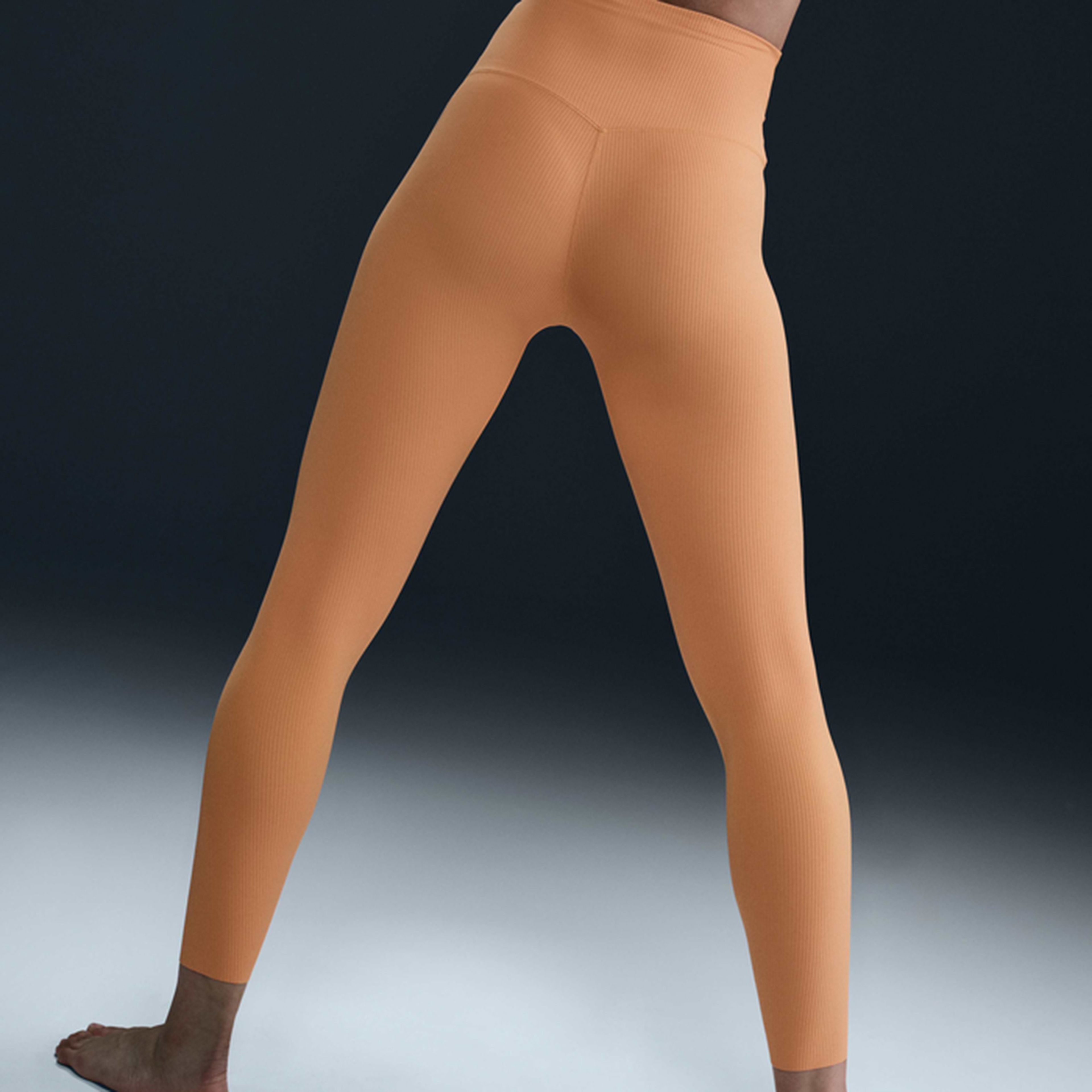 Nike Dri-Fit Zenvy Hr 7/8 Rib Tght Kadın Turuncu Tayt