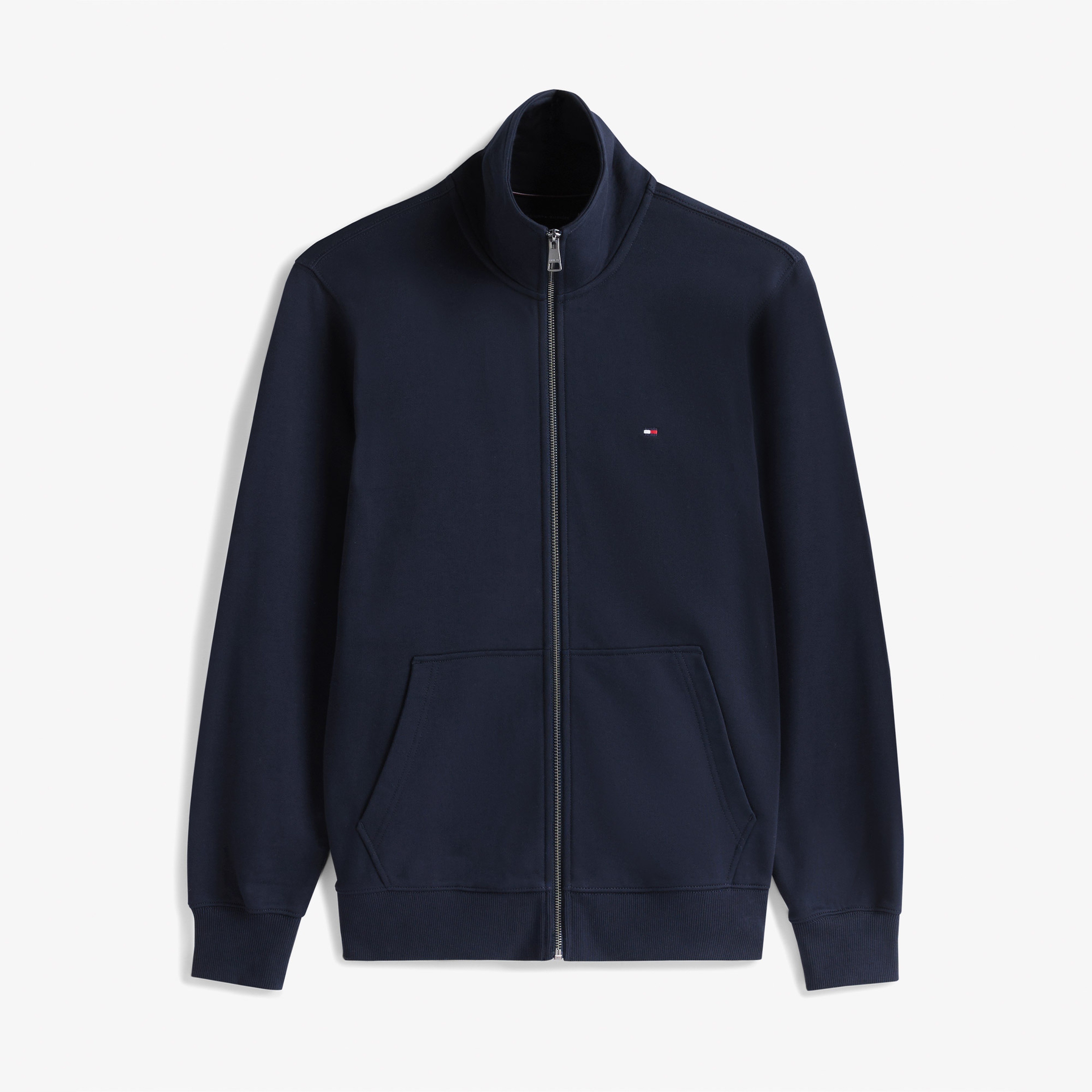 Tommy Hilfiger Essential Terry Stand Collar Erkek Fermuarlı Lacivert Sweatshirt