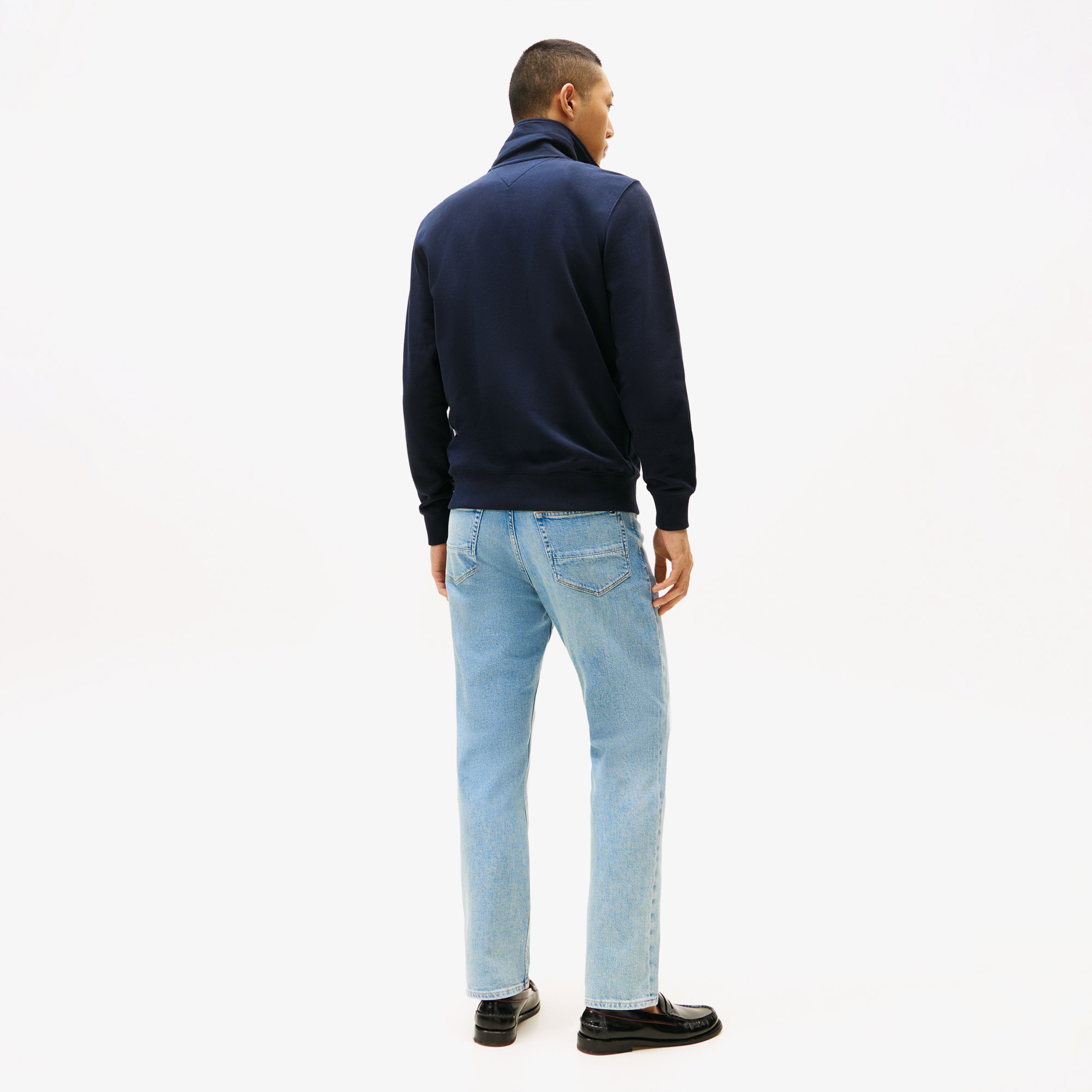 Tommy Hilfiger Essential Terry Stand Collar Erkek Fermuarlı Lacivert Sweatshirt