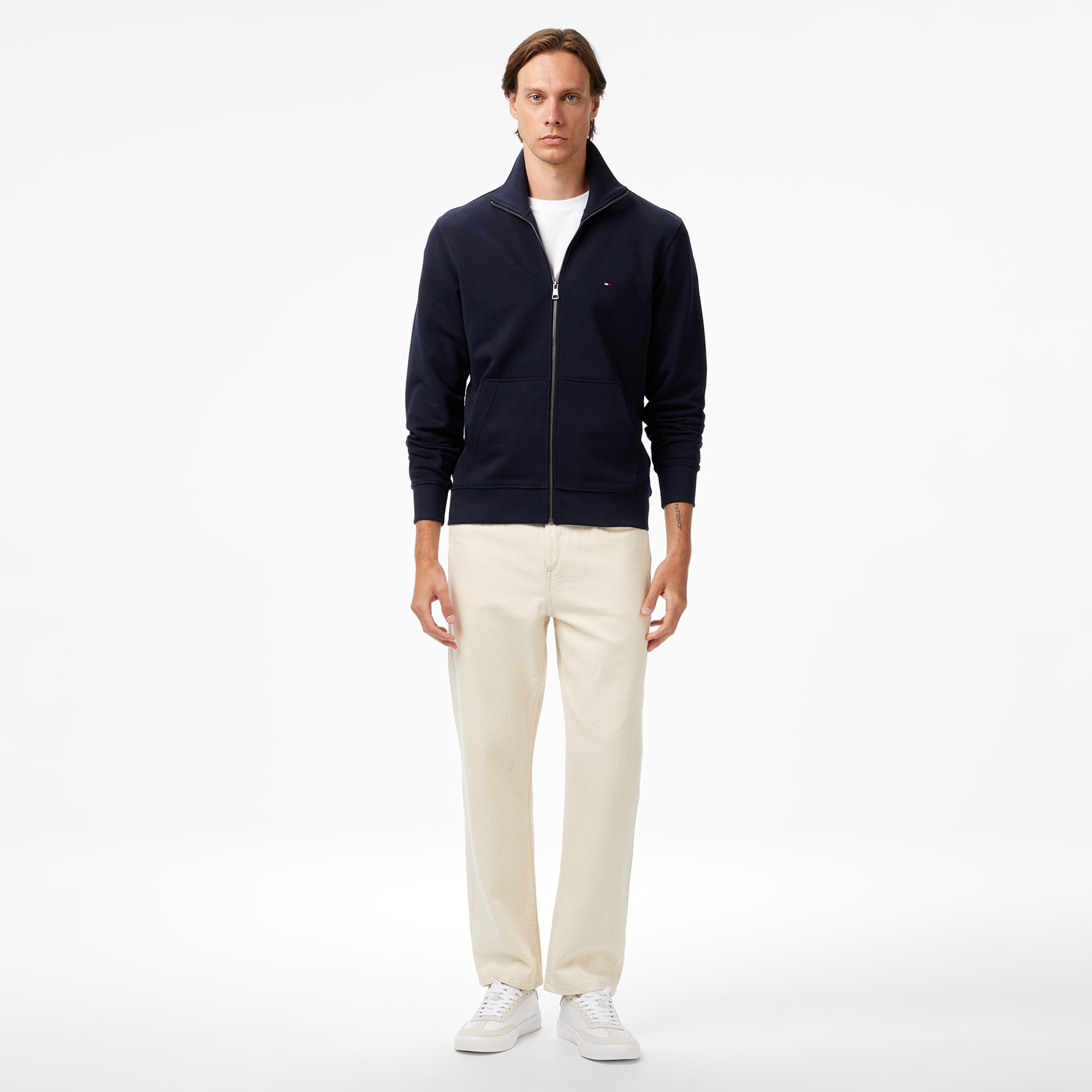 Tommy Hilfiger Essential Terry Stand Collar Erkek Fermuarlı Lacivert Sweatshirt