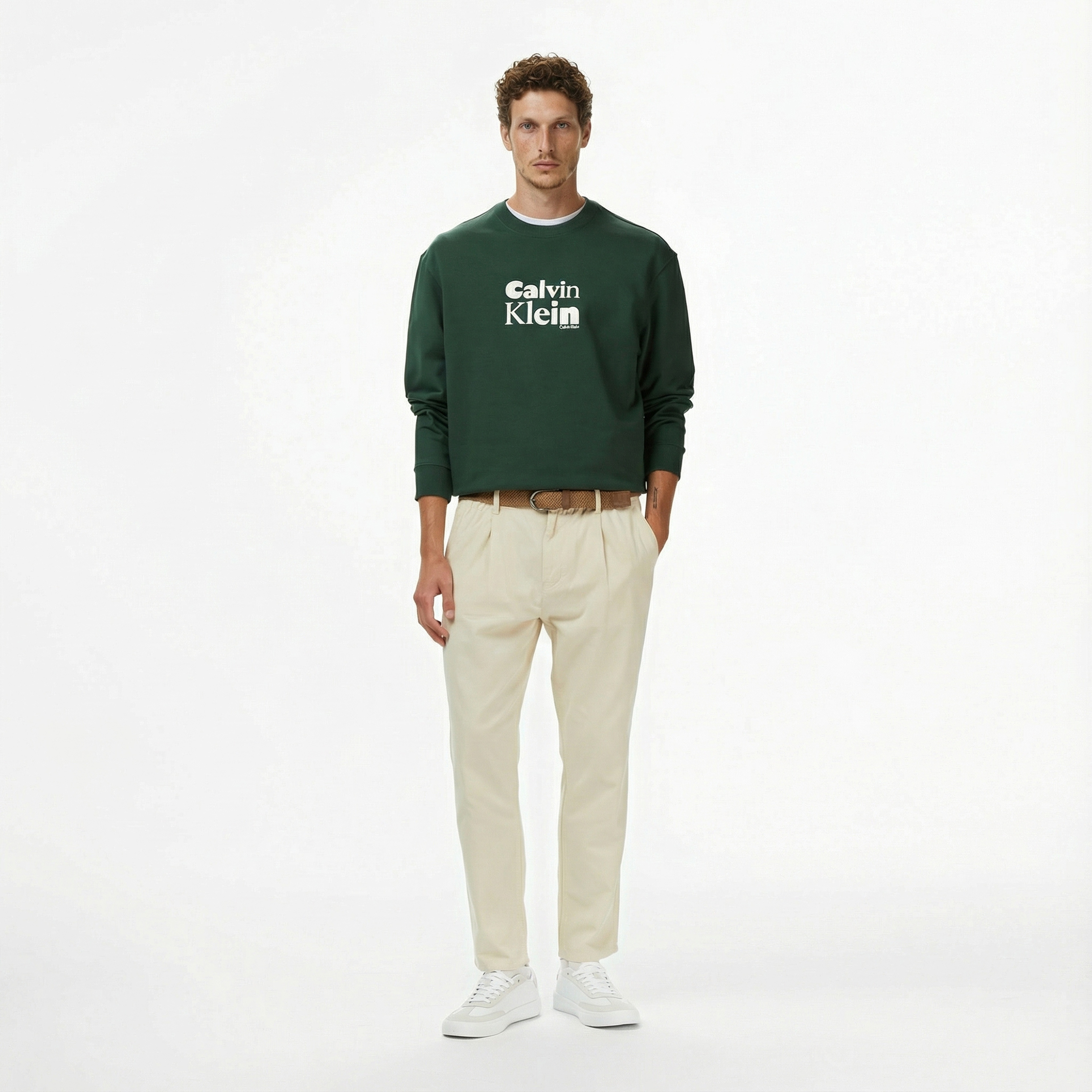 Calvin Klein Terry Calvin Bold Graphic Erkek Yeşil Sweatshirt
