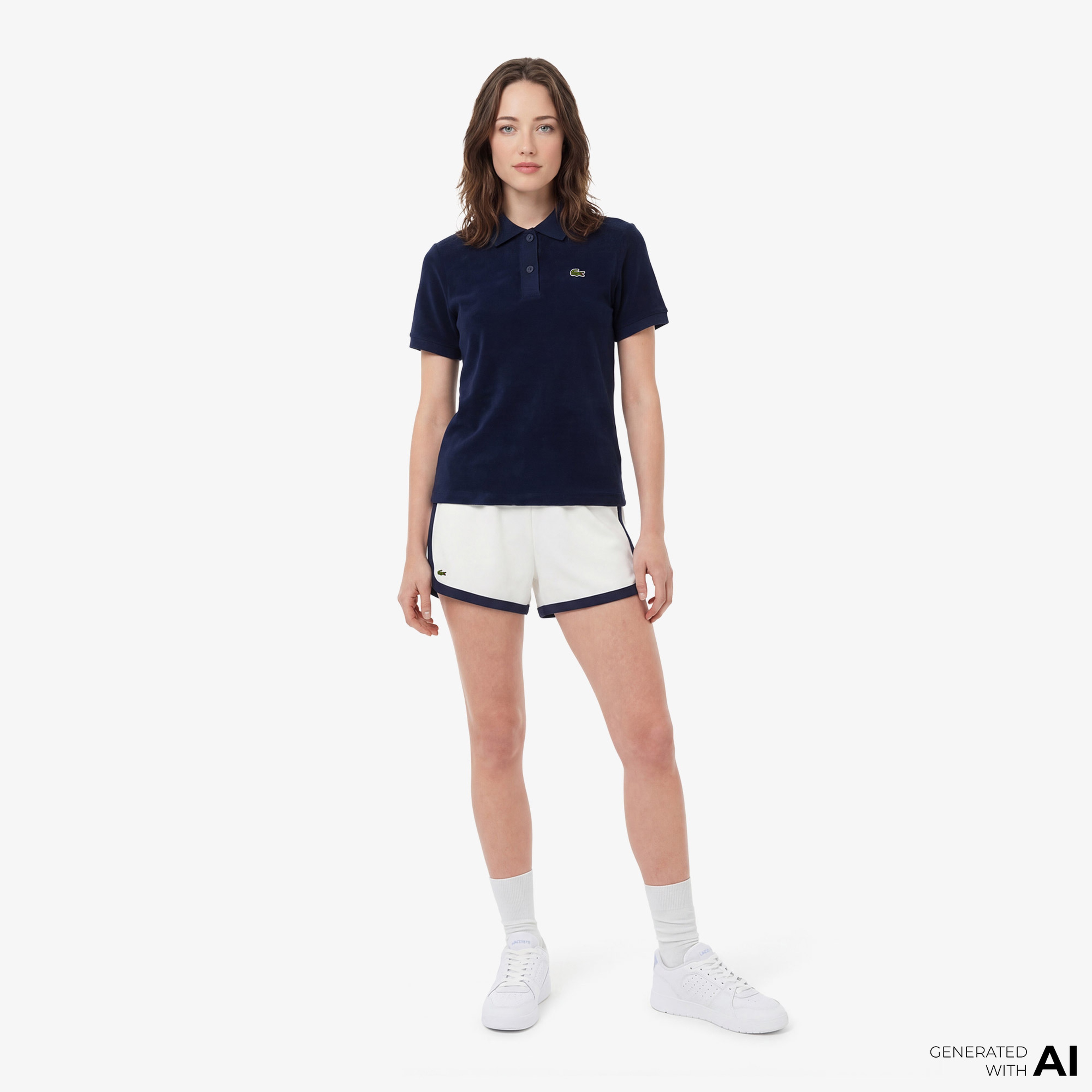 Kadın Slim Fit Lacivert Polo