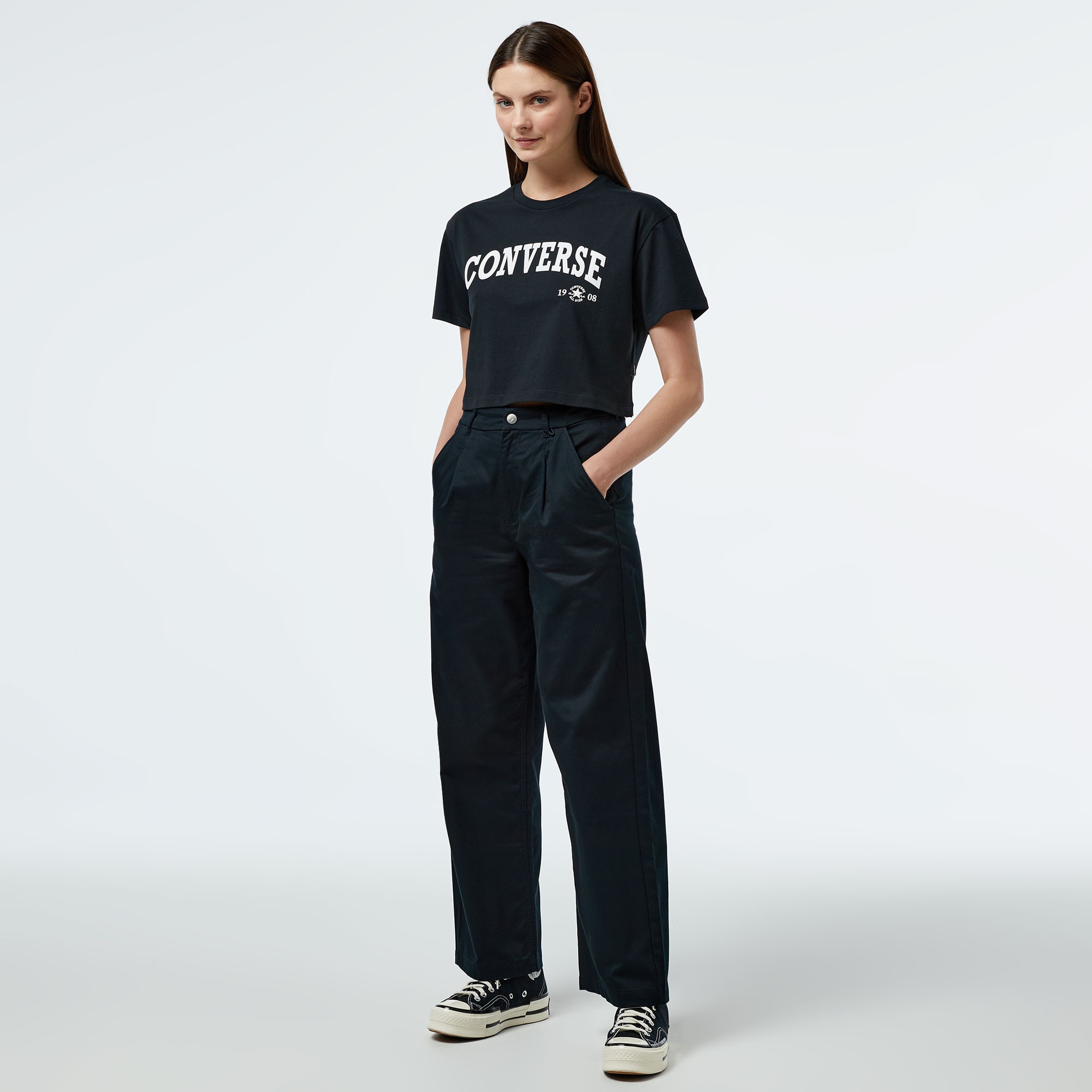 Converse  Collegiate Gold Kadın Siyah T-Shirt