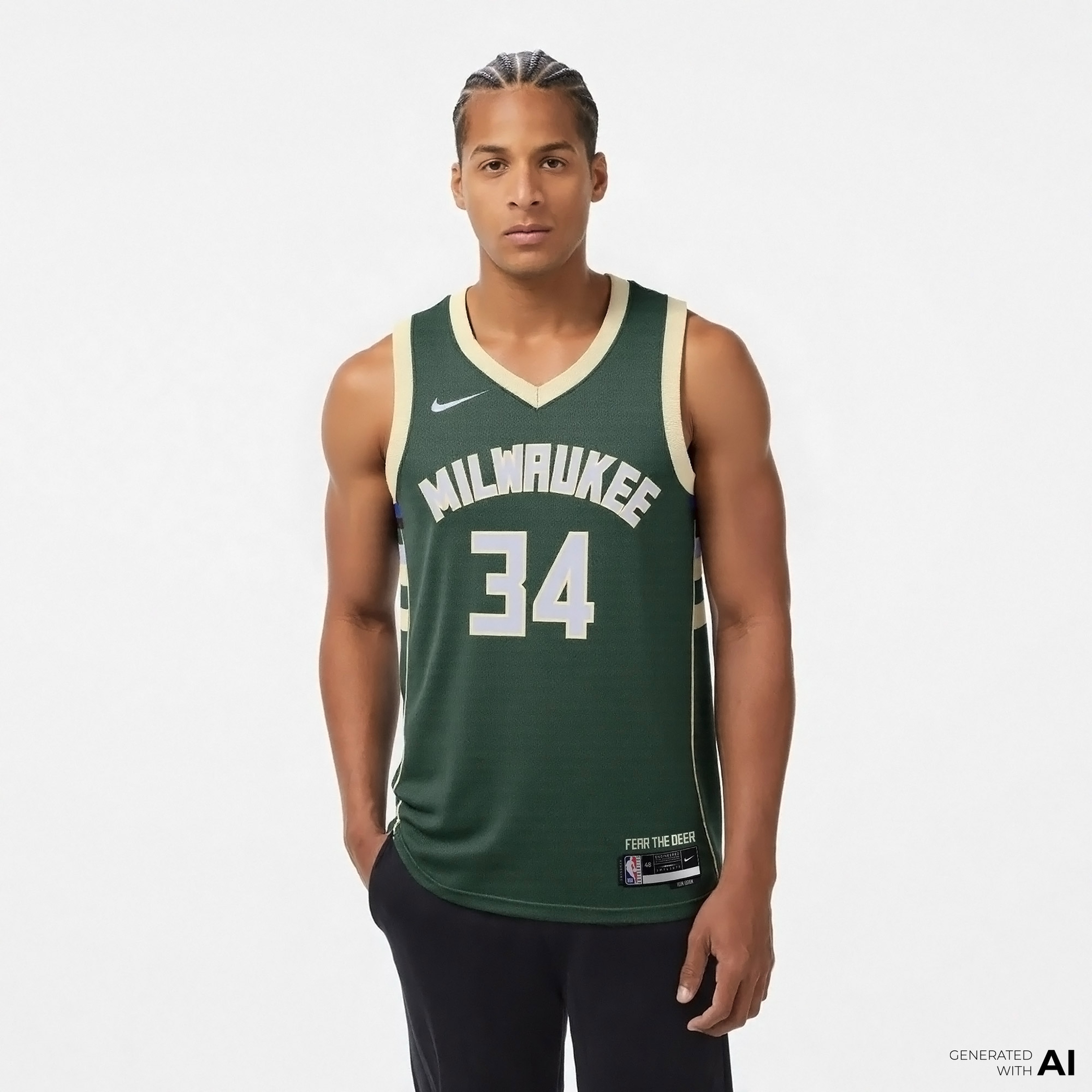 Nike Milwaukee Bucks Icon Erkek Yeşil Basketbol Forması