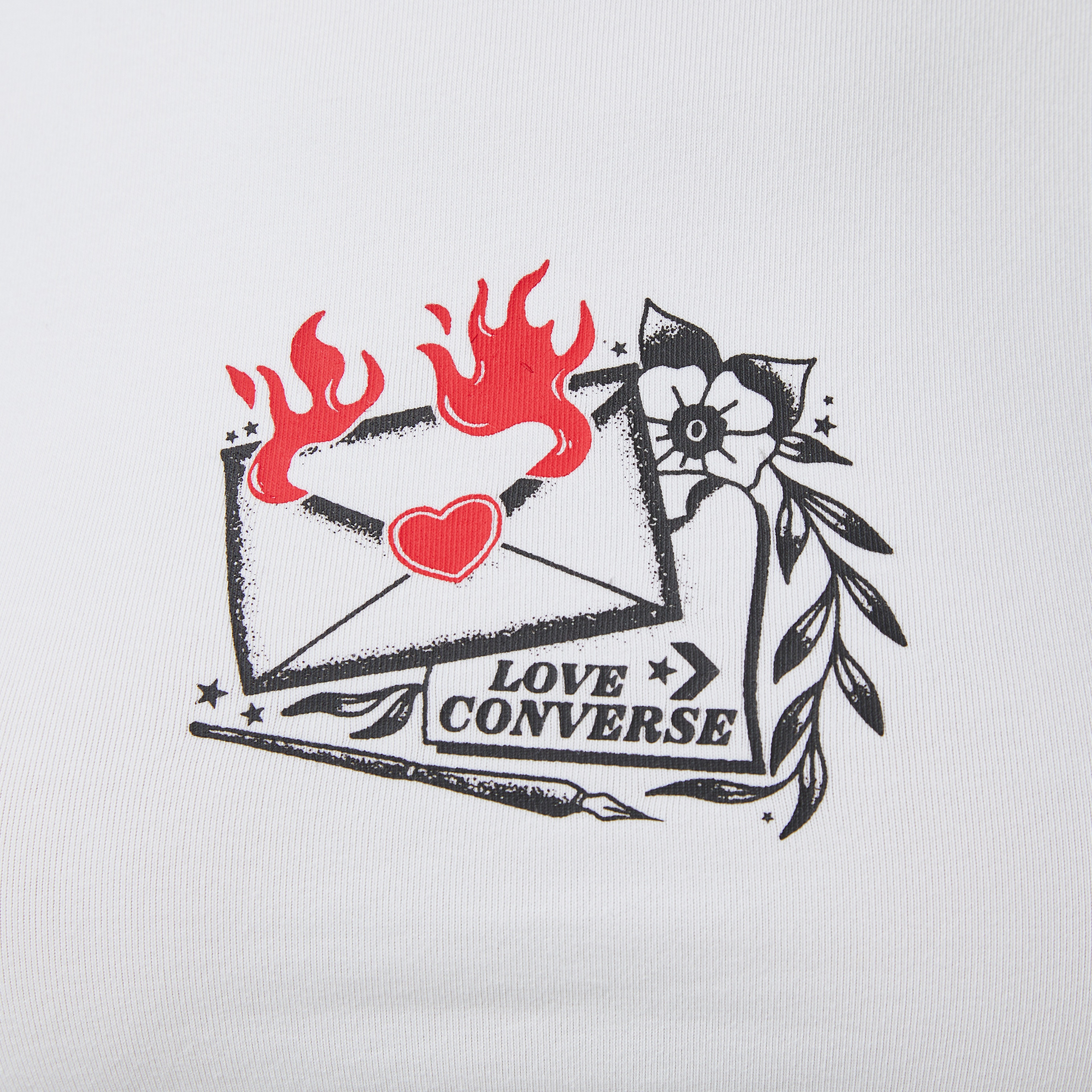 Converse Classic Kadın Slim Fit Baskılı Beyaz T-Shirt