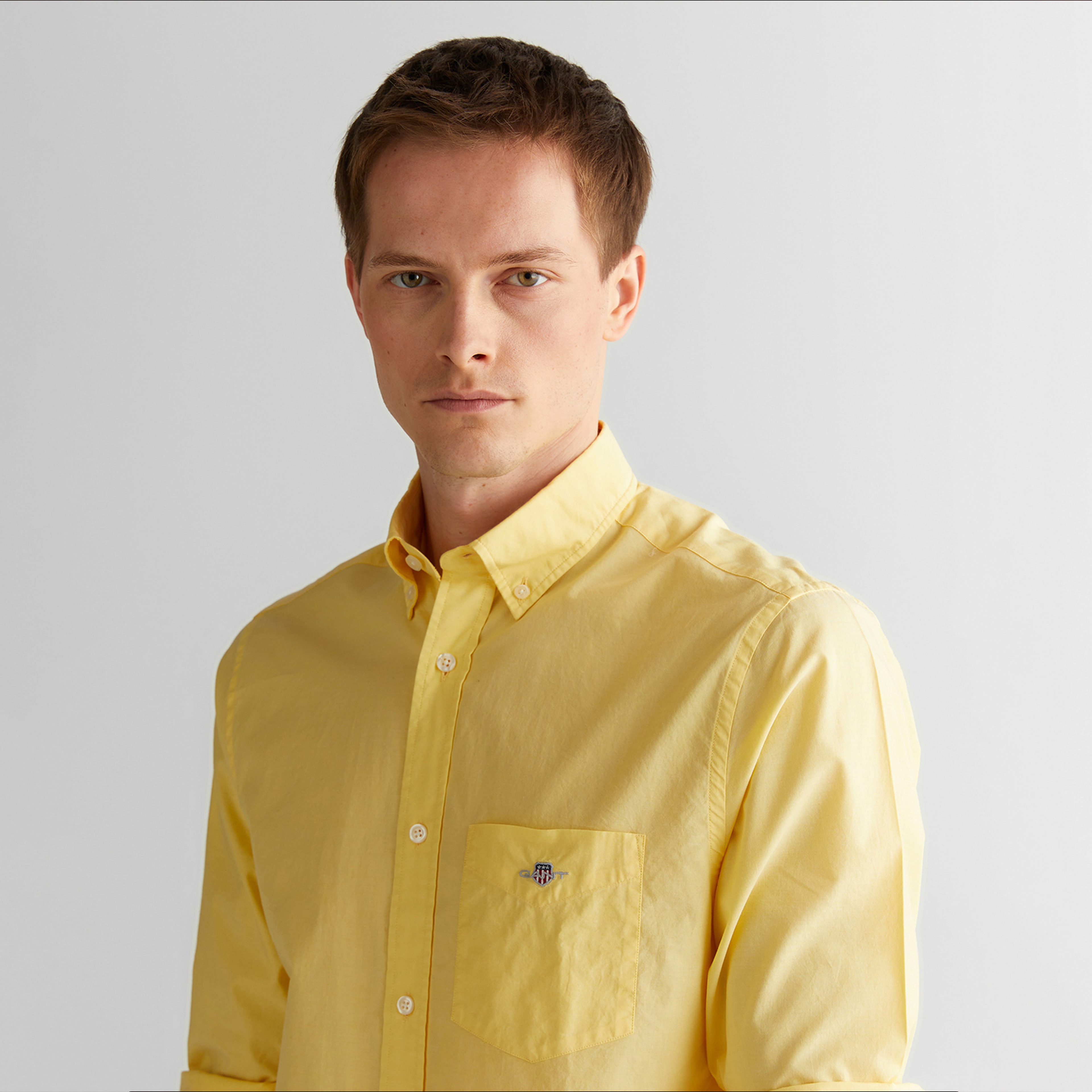 GANT Erkek Sarı Regular Fit Düğmeli Yaka Poplin Gömlek