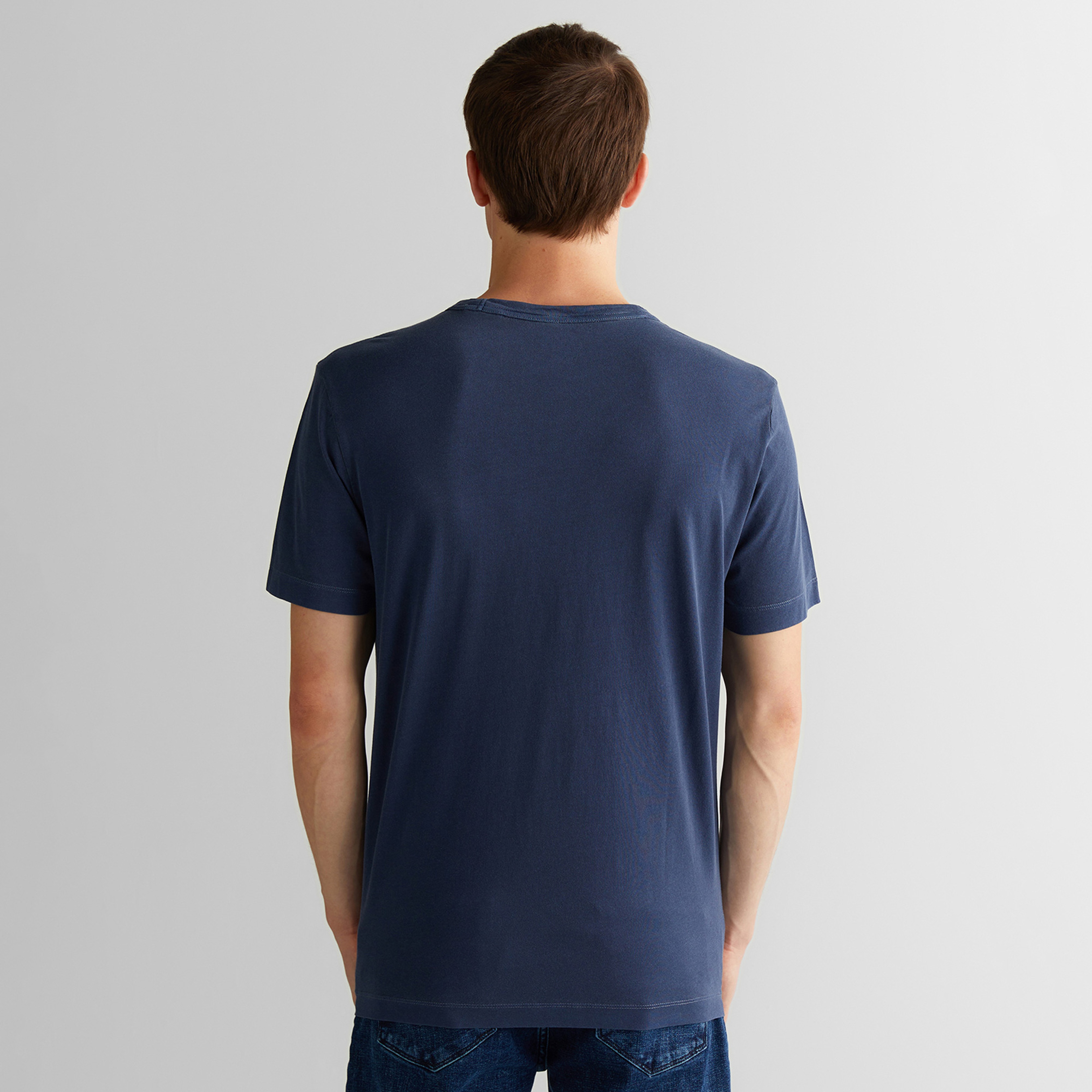 Gant Erkek Lacivert Regular Fit Bisiklet Yaka T-Shirt