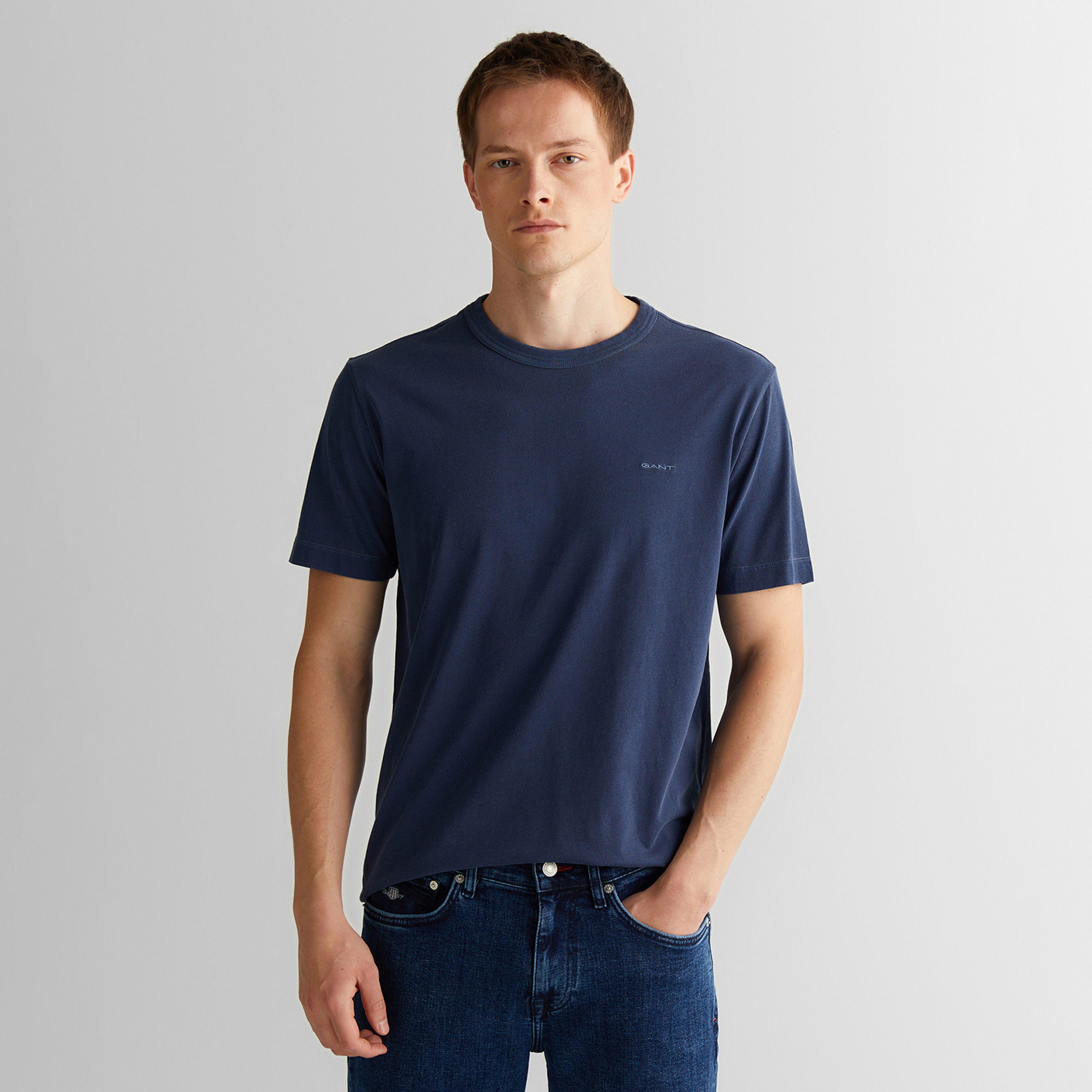 Gant Erkek Lacivert Regular Fit Bisiklet Yaka T-Shirt
