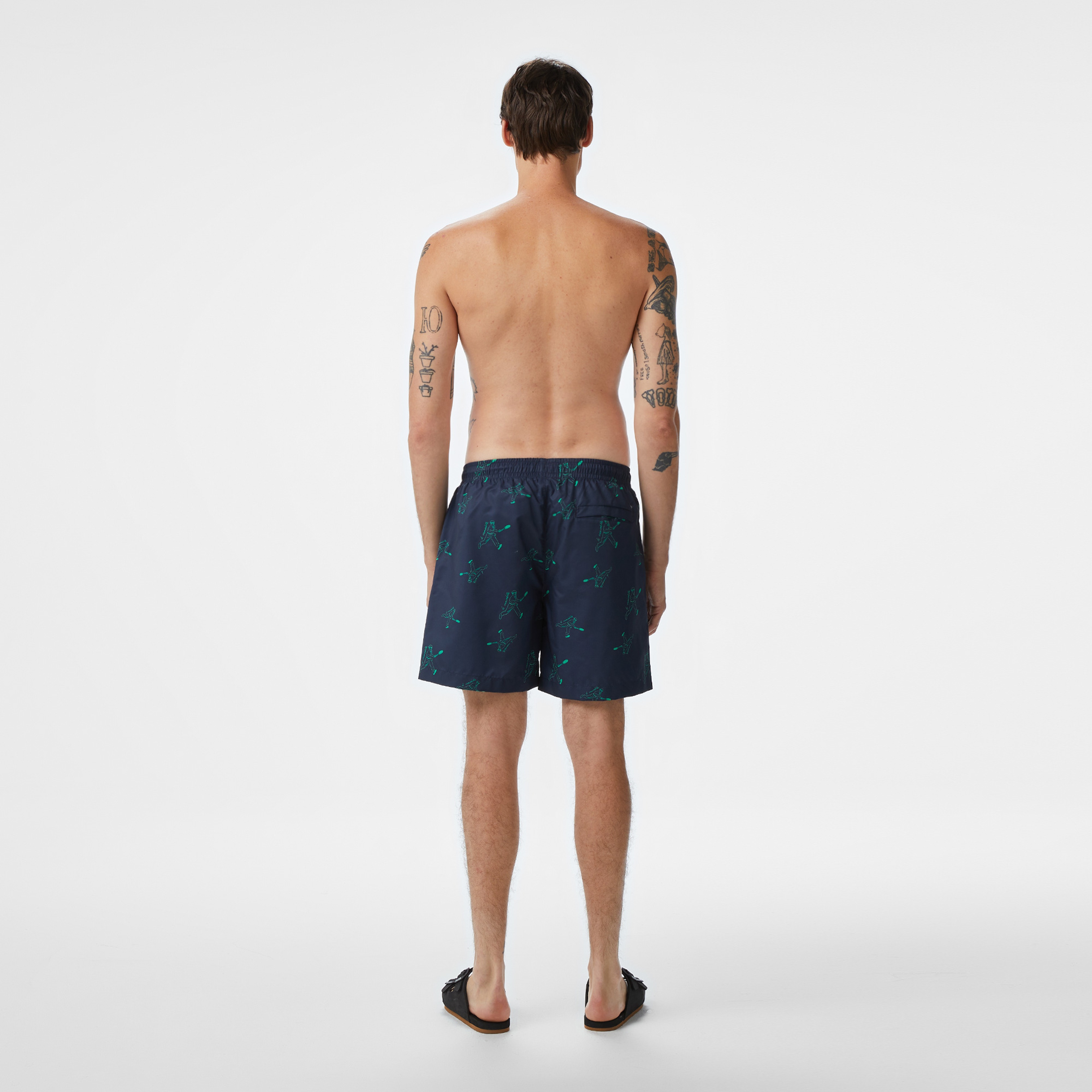 Erkek Regular Fit Desenli Lacivert Deniz Şortu