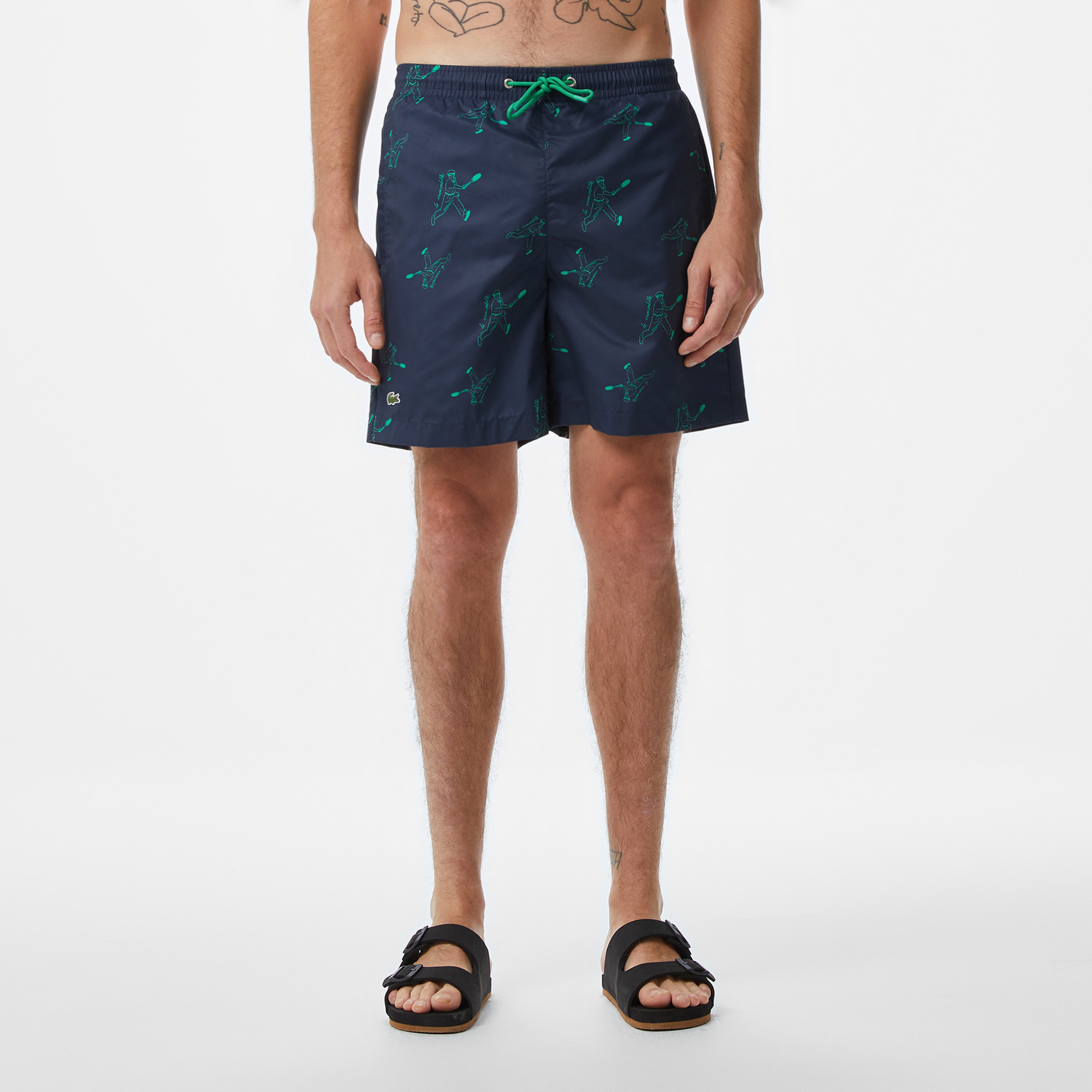 Erkek Regular Fit Desenli Lacivert Deniz Şortu