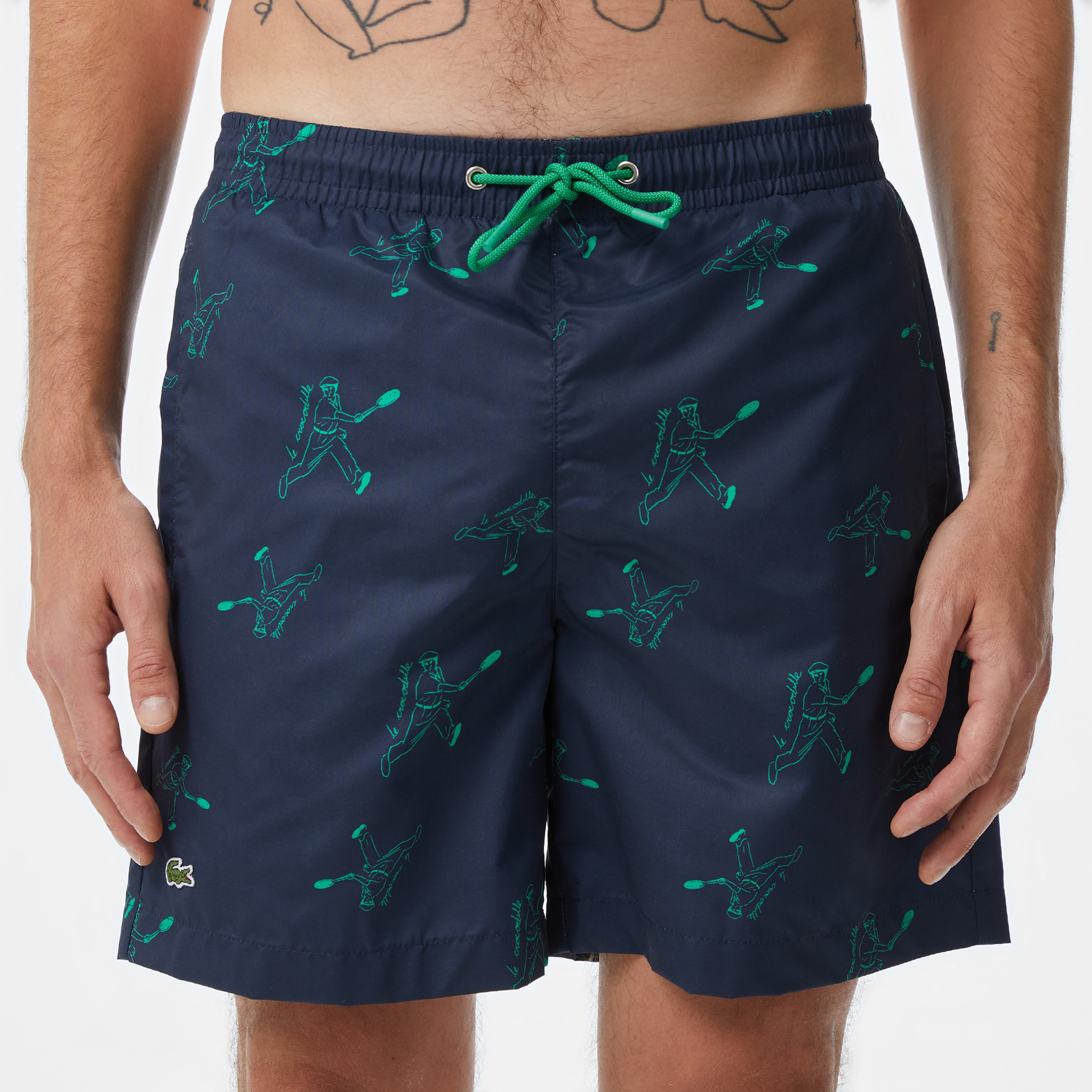 Erkek Regular Fit Desenli Lacivert Deniz Şortu