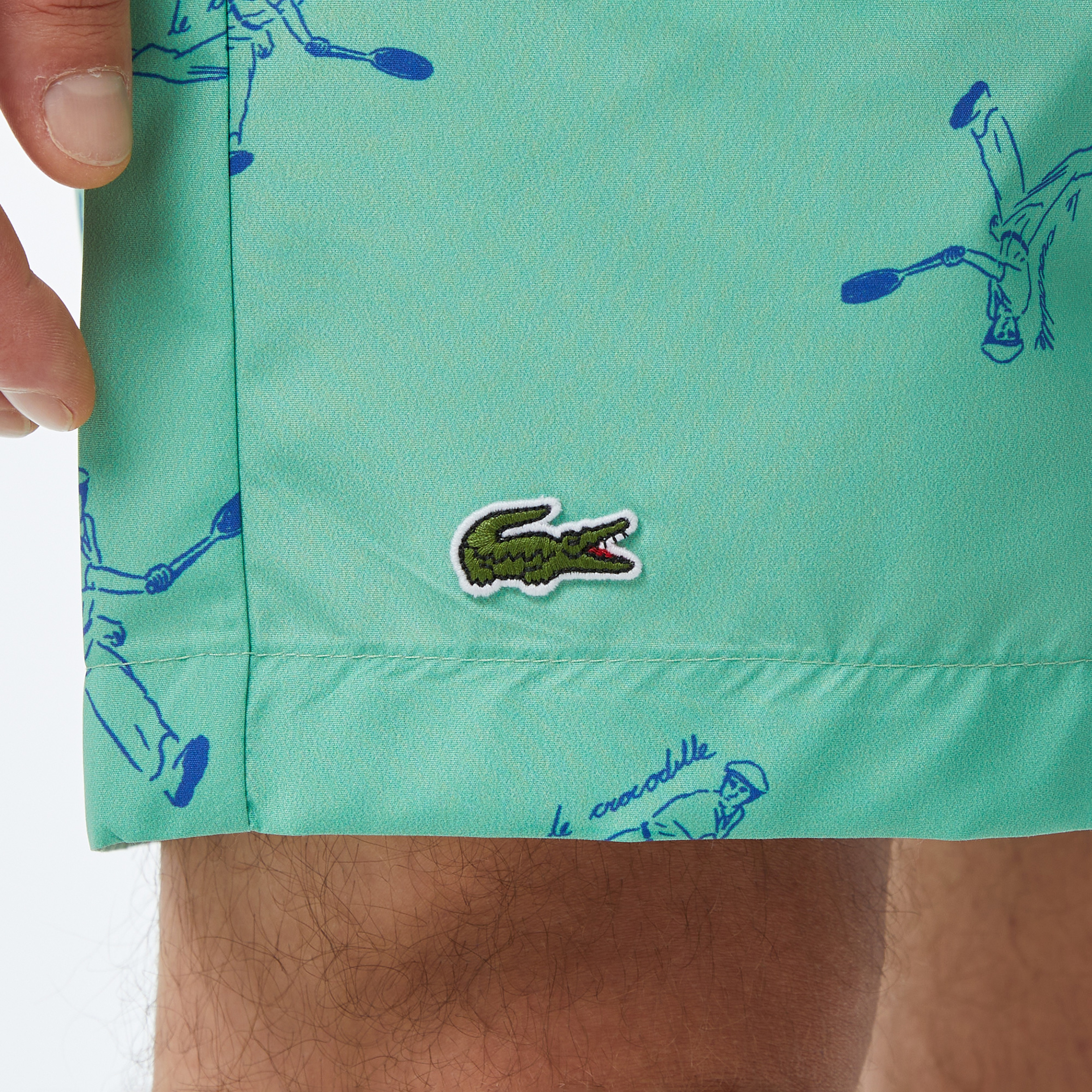 Erkek Regular Fit Desenli Yeşil Deniz Şortu
