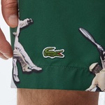 Lacoste Erkek Regular Fit Desenli Yeşil Deniz Şortu