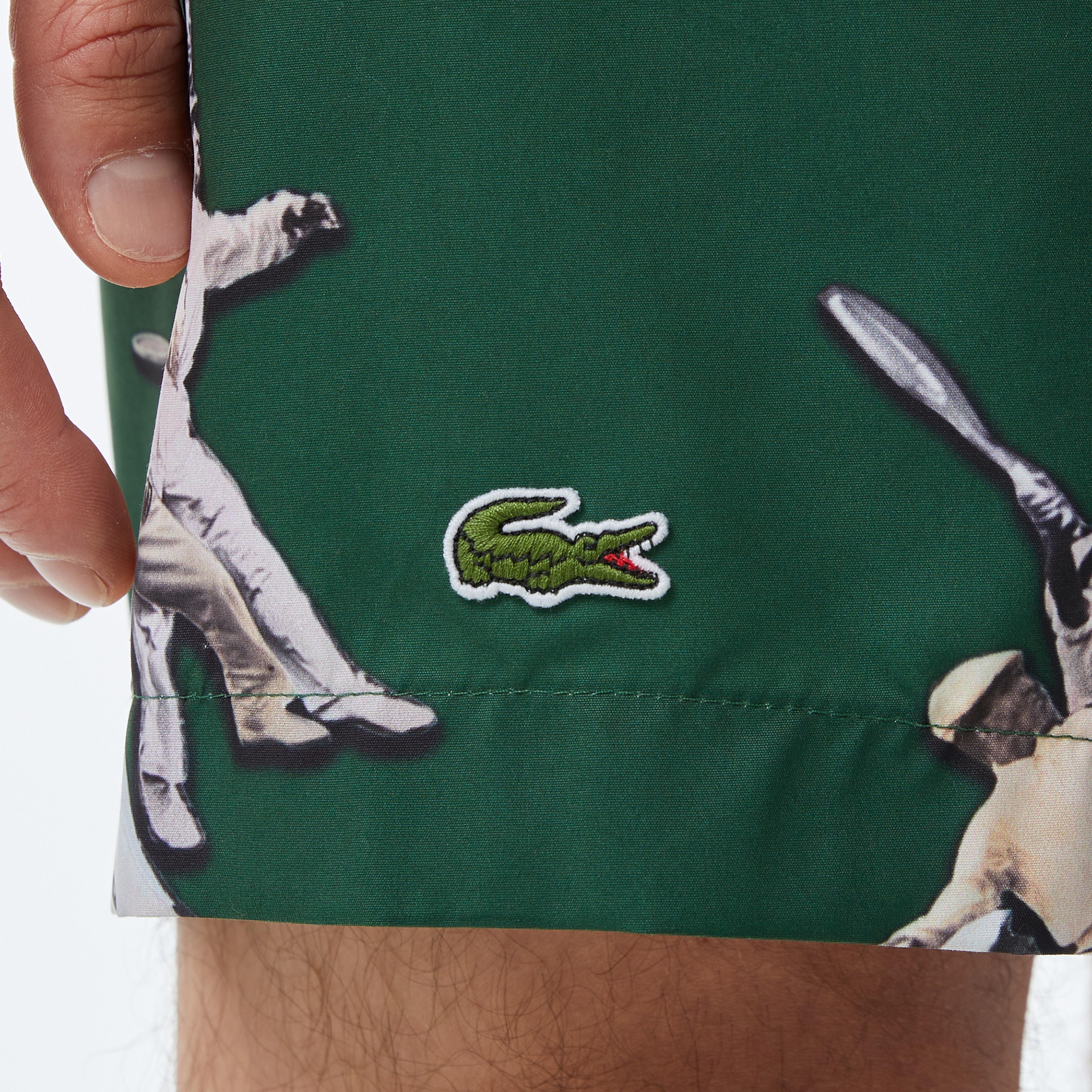 Erkek Regular Fit Desenli Yeşil Deniz Şortu