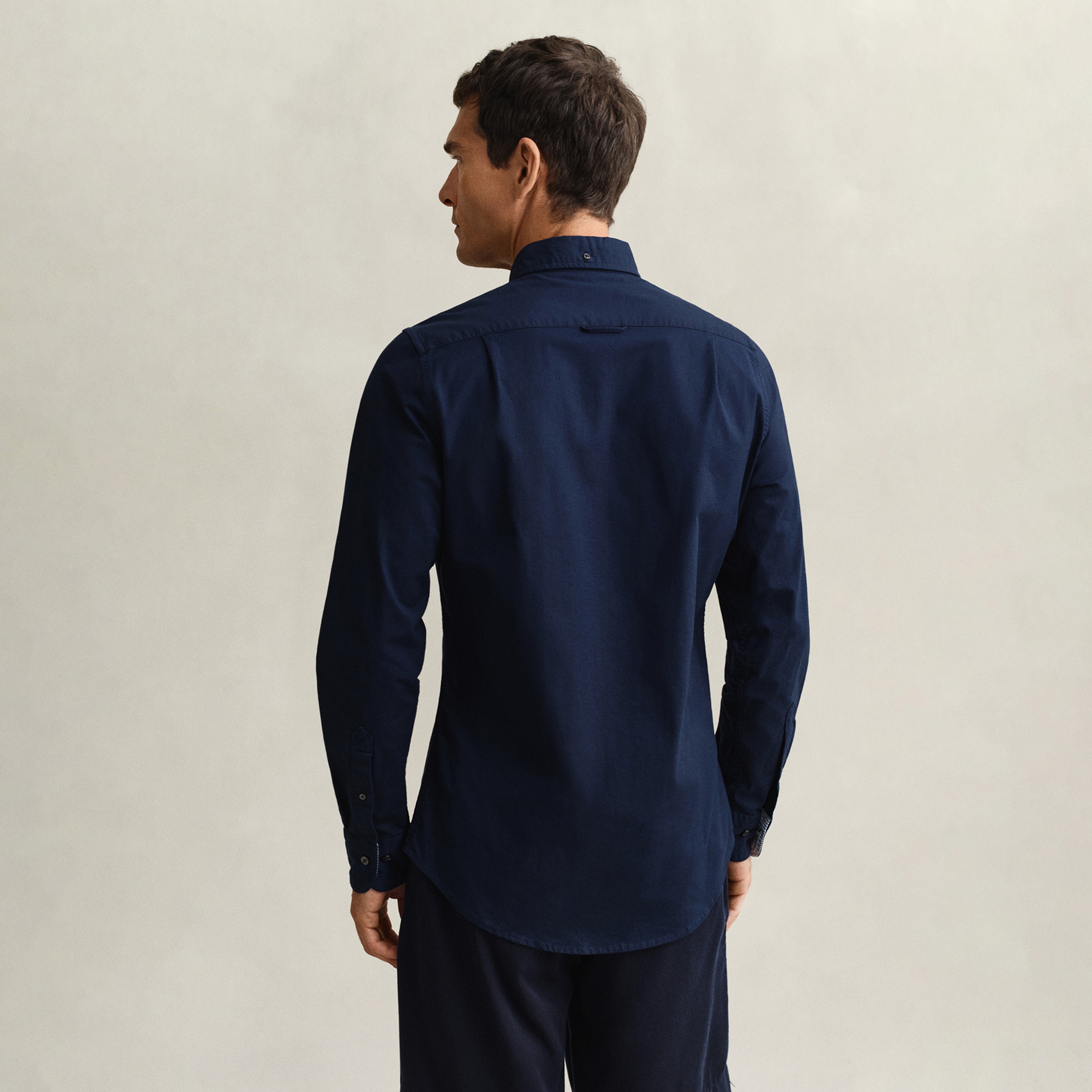 GANT Erkek Lacivert Slim Fit Çizgili Logolu Gömlek