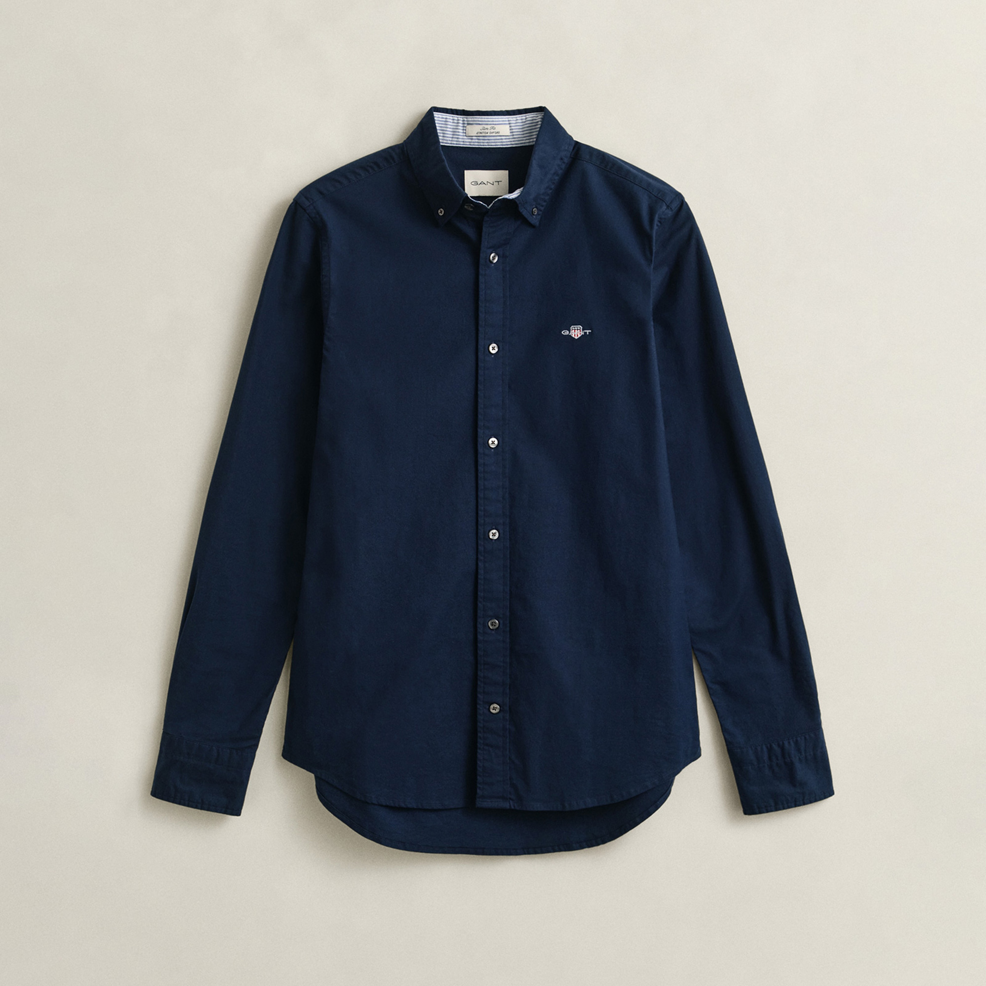 GANT Erkek Lacivert Slim Fit Çizgili Logolu Gömlek