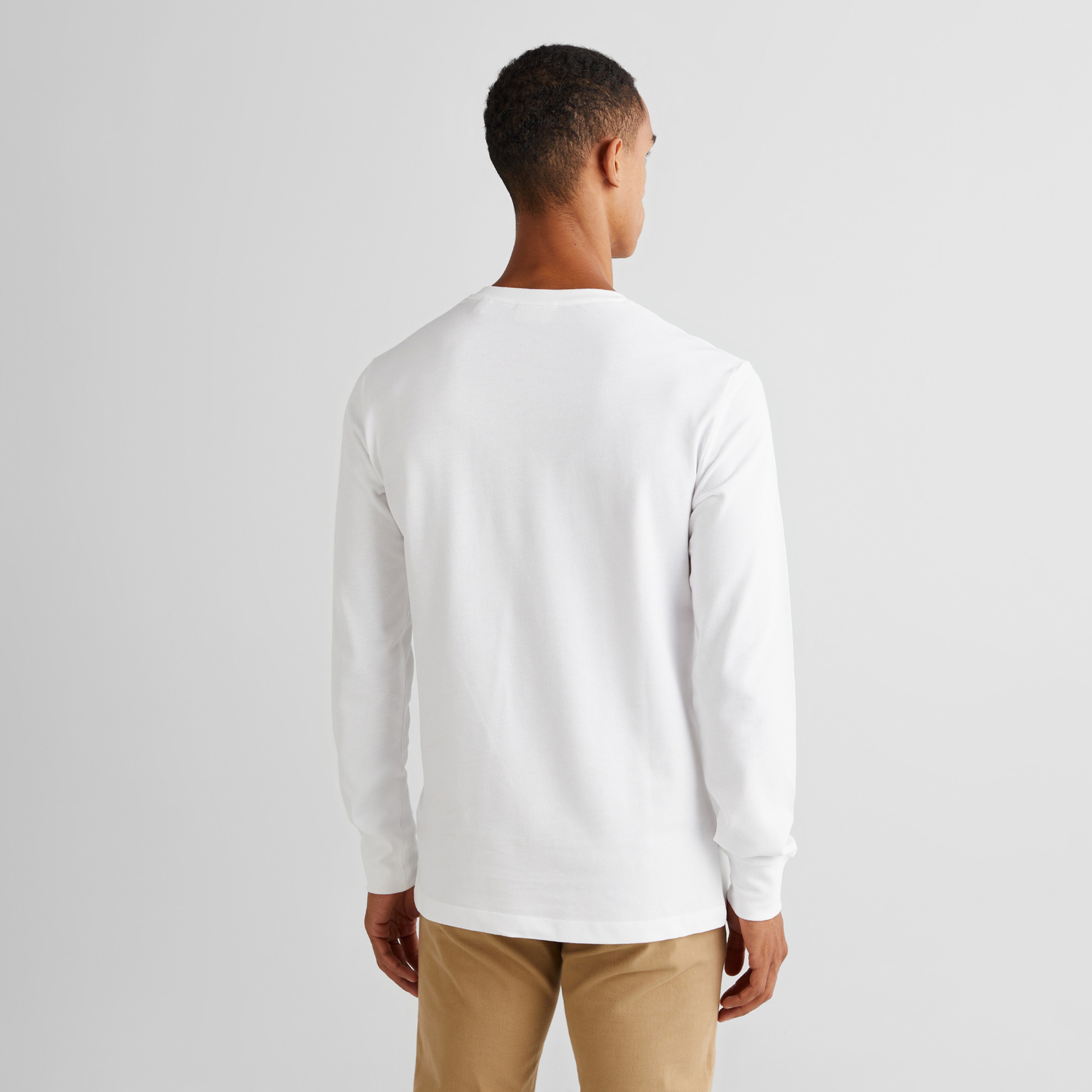 Gant Erkek Beyaz Slim Fit Bisiklet Yaka Uzun Kollu T-Shirt