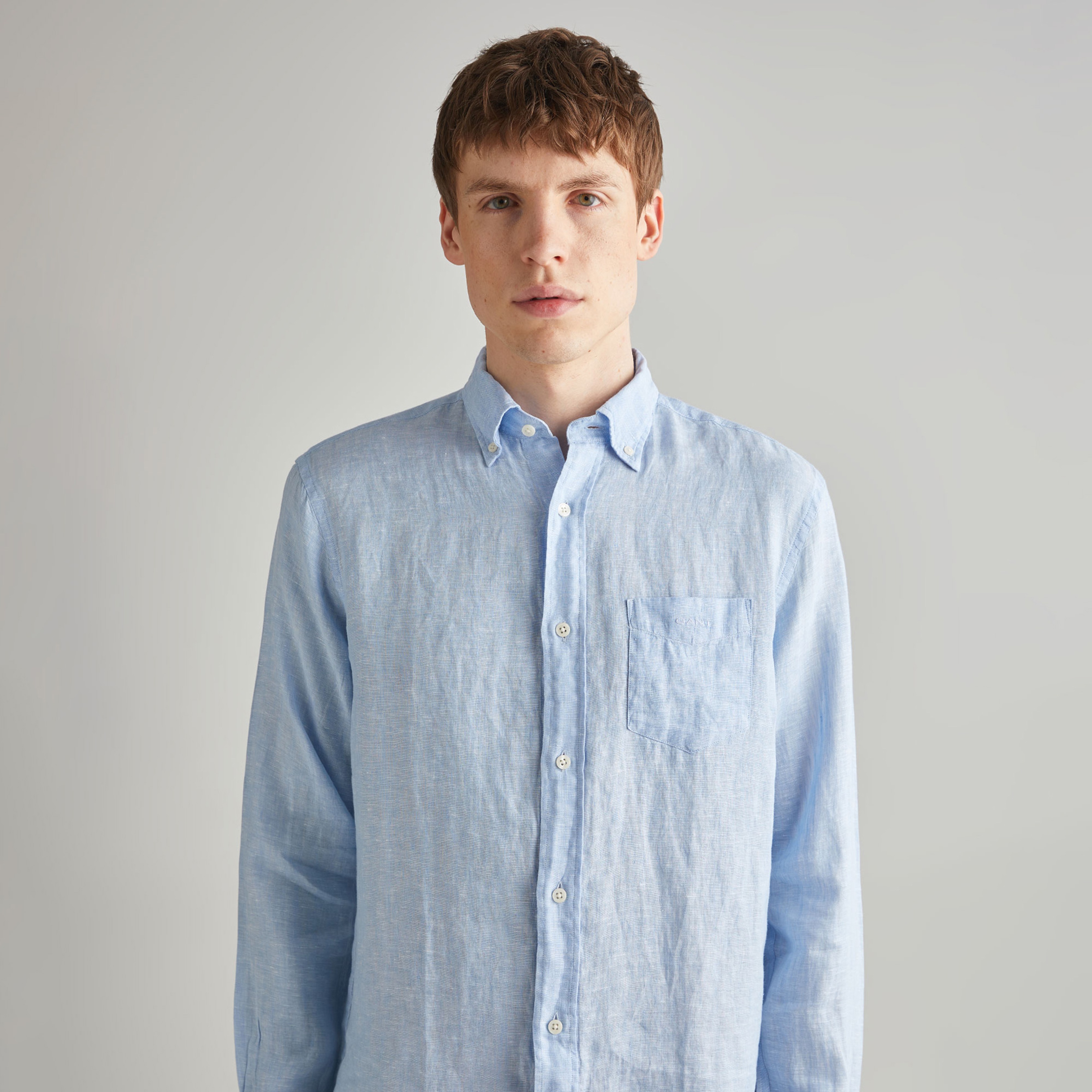 GANT Erkek Mavi Regular Fit Keten Gömlek