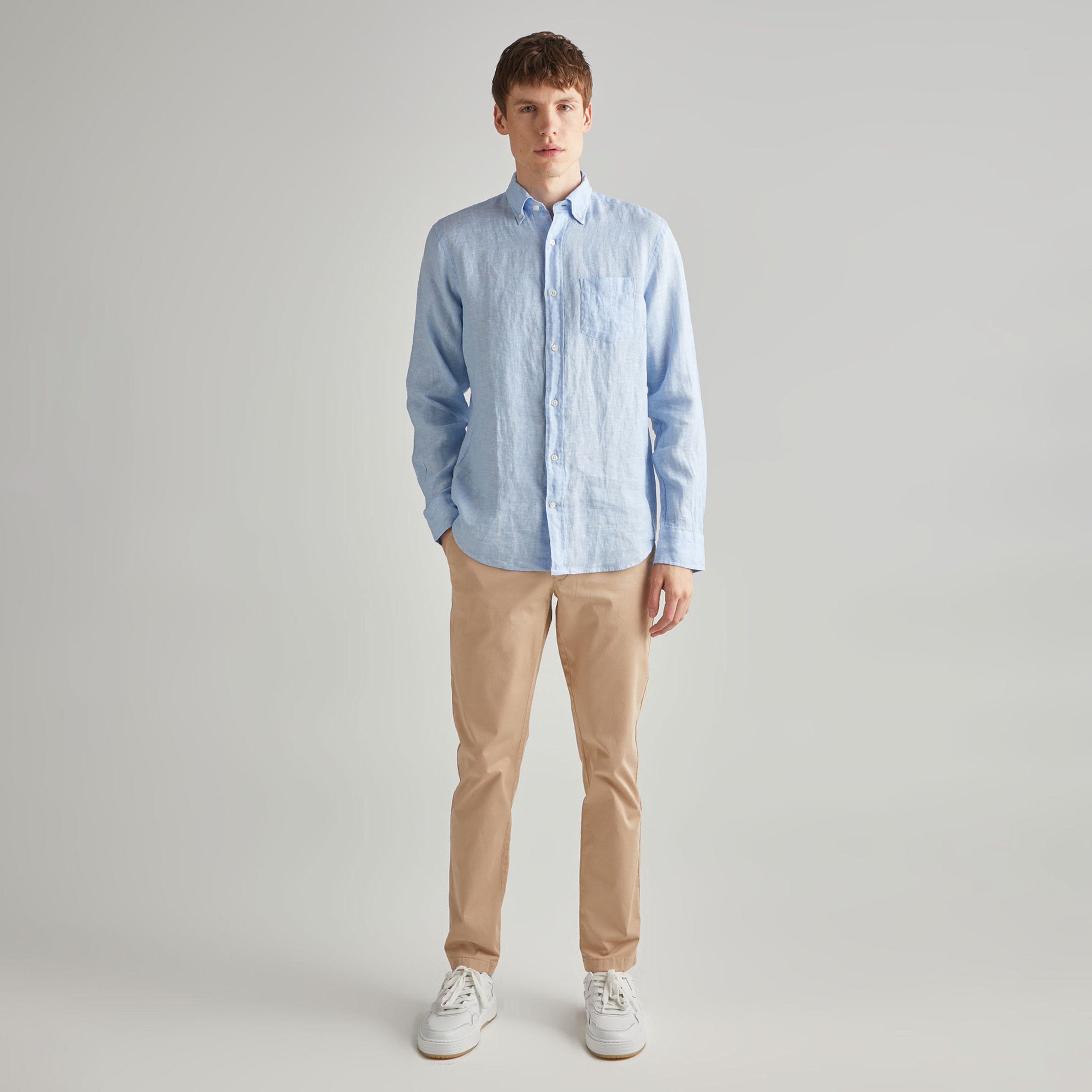 GANT Erkek Mavi Regular Fit Keten Gömlek