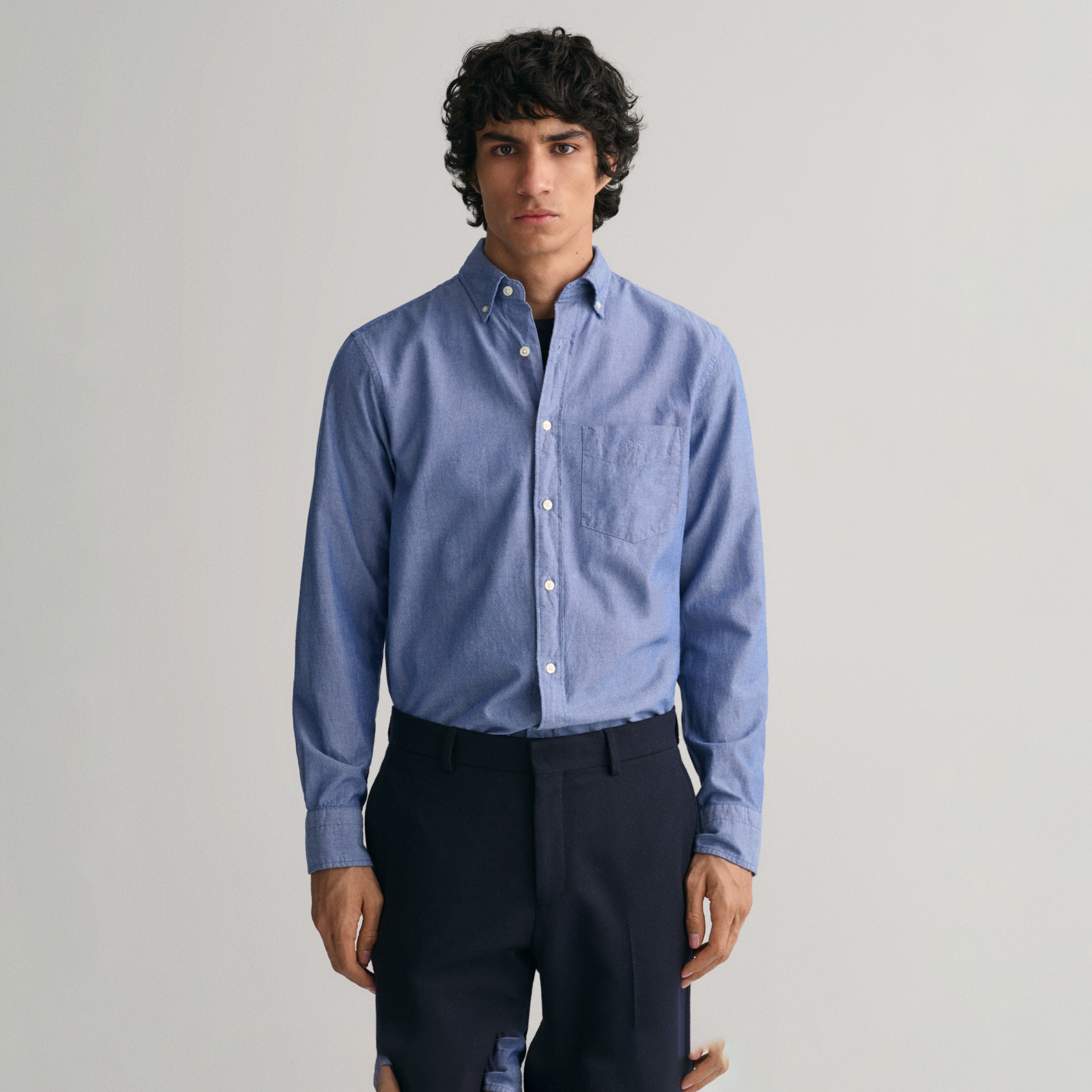 GANT Erkek Mavi Regular Fit Düğmeli Yaka Gömlek