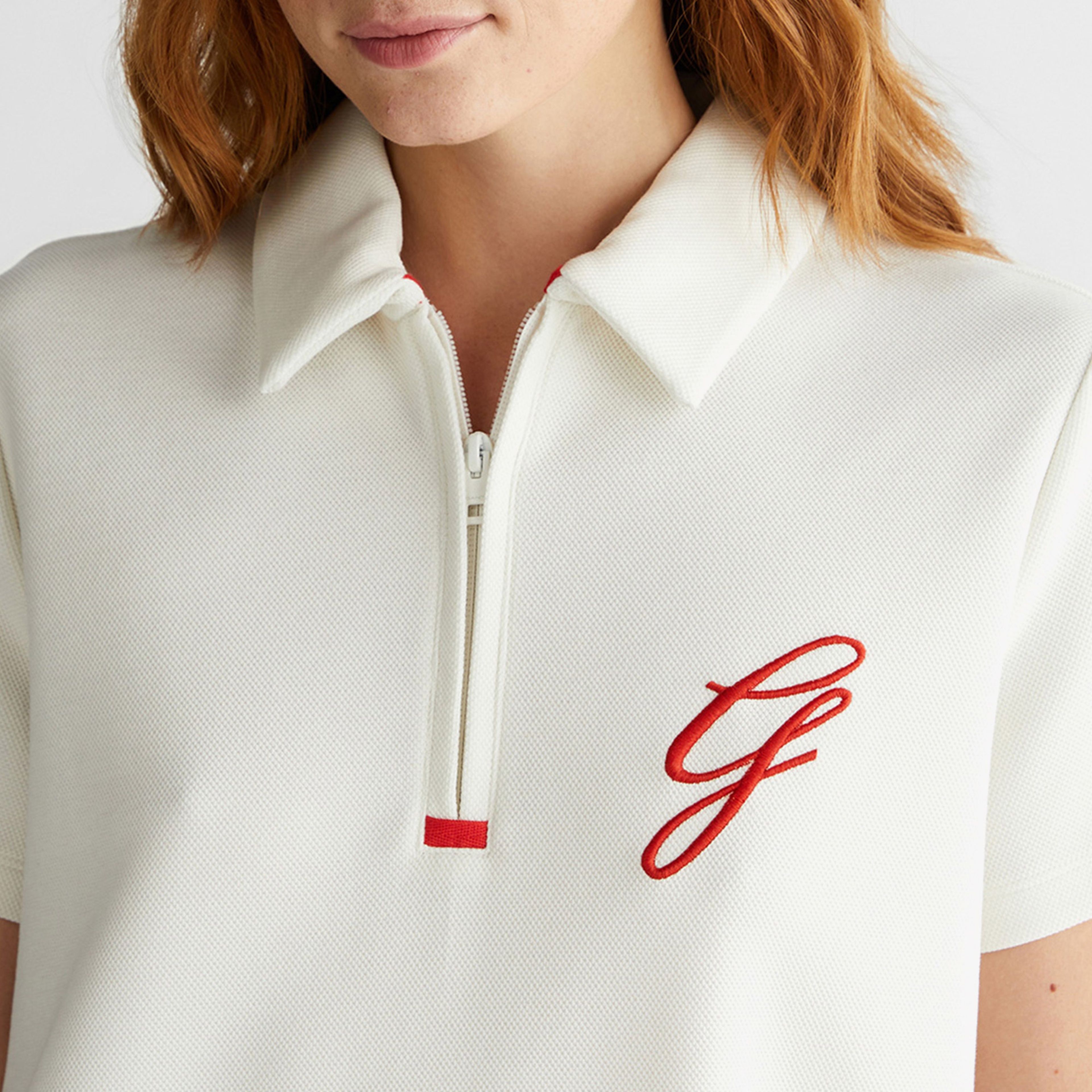 GANT Kadın Krem Yarım Fermuarlı Logolu Elbise