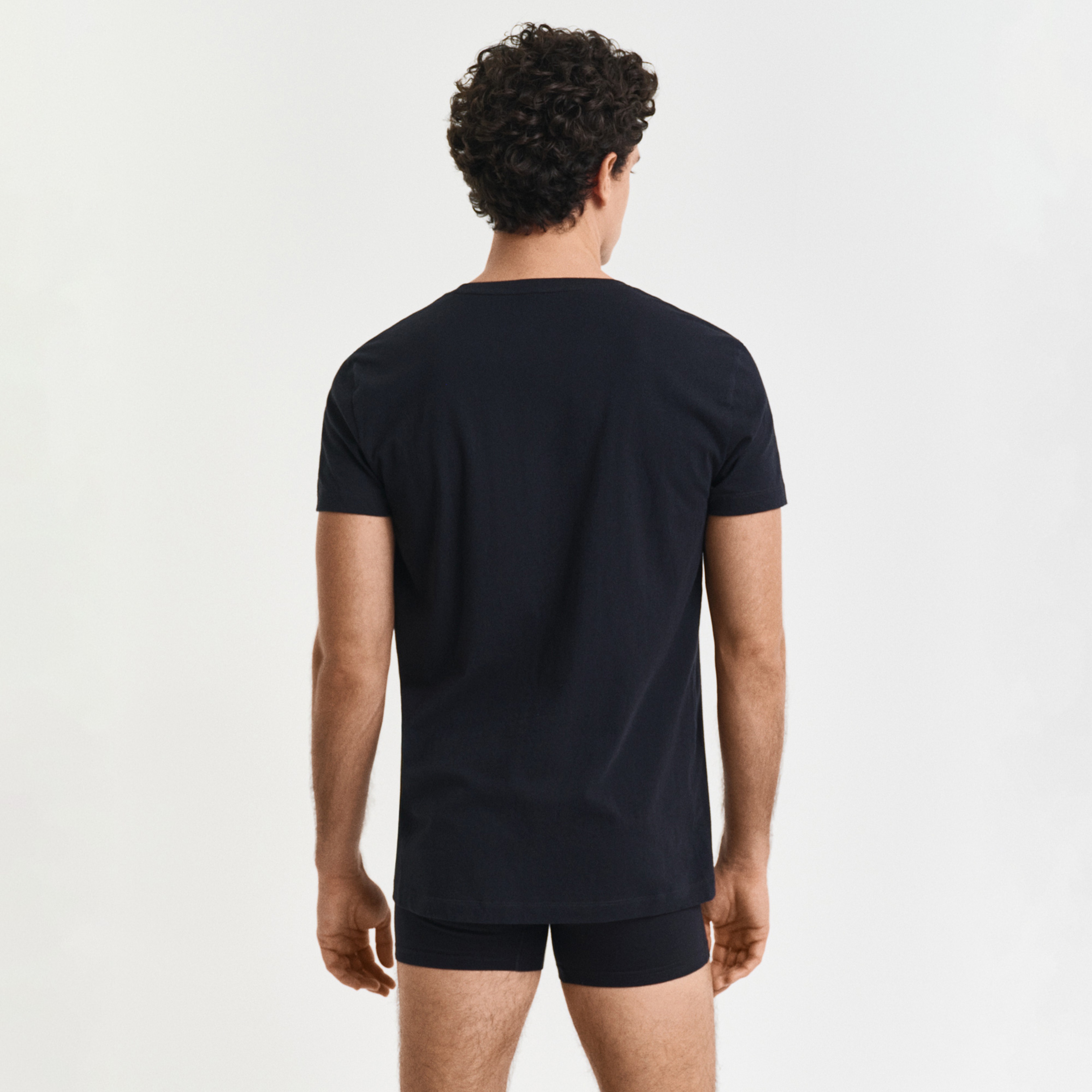 GANT Erkek Siyah Regular Fit Bisiklet Yaka Kısa Kollu 2'li Atlet