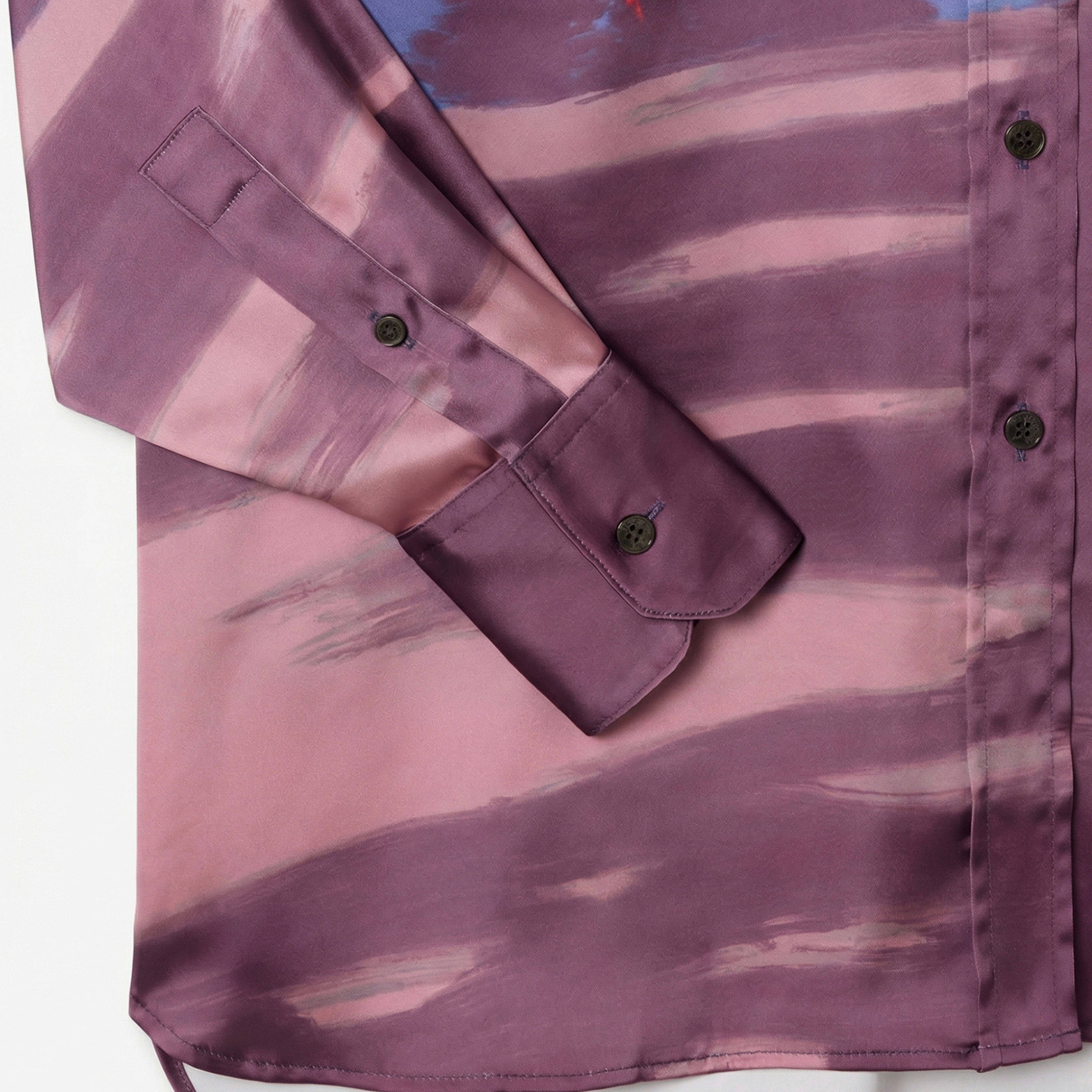 Kadın Oversize Fit Baskılı Mor Saten Gömlek