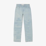 Erkek Straight Fit Baskılı Mavi Jean Pantolon