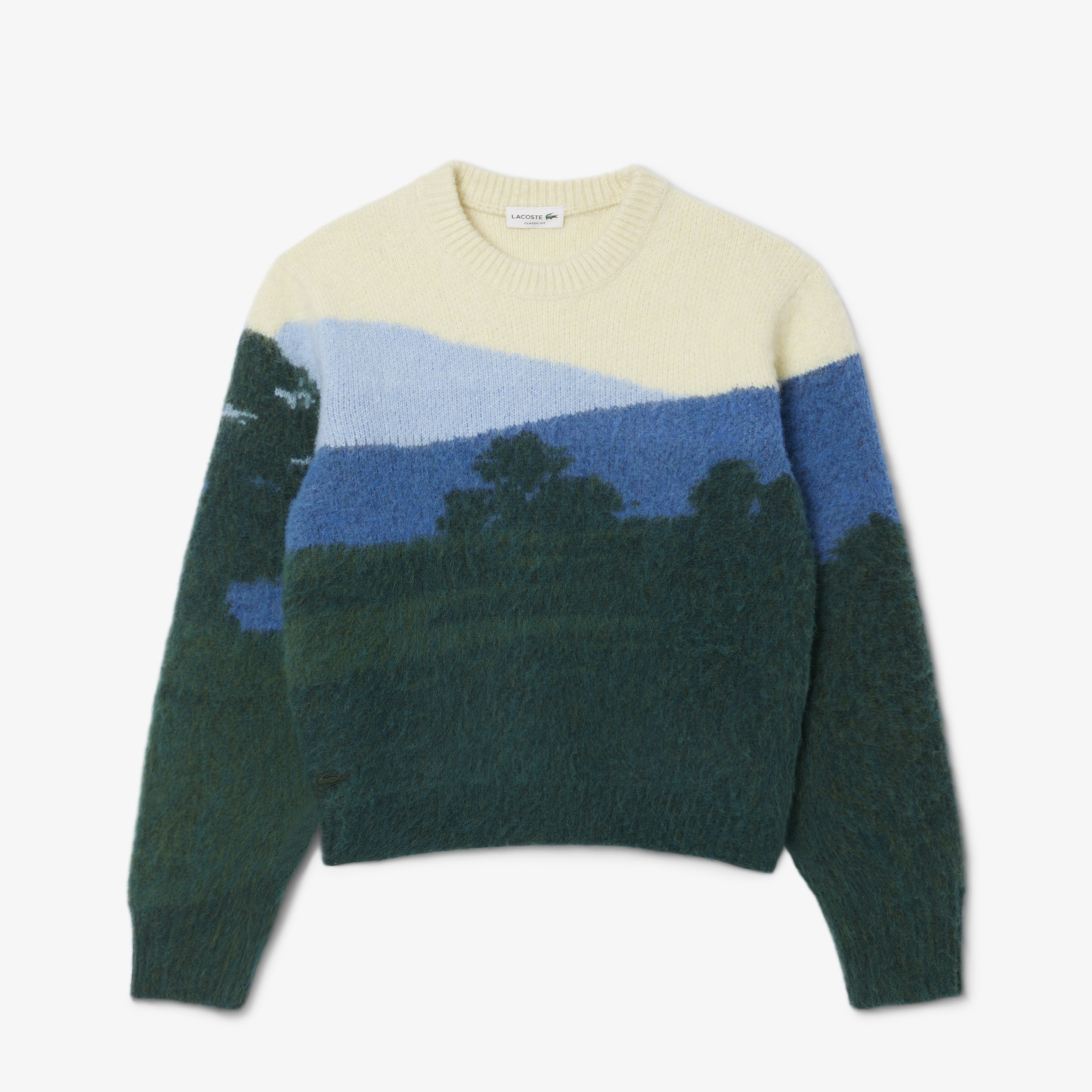 Erkek Classic Fit Bisiklet Yaka Desenli Renkli Kazak