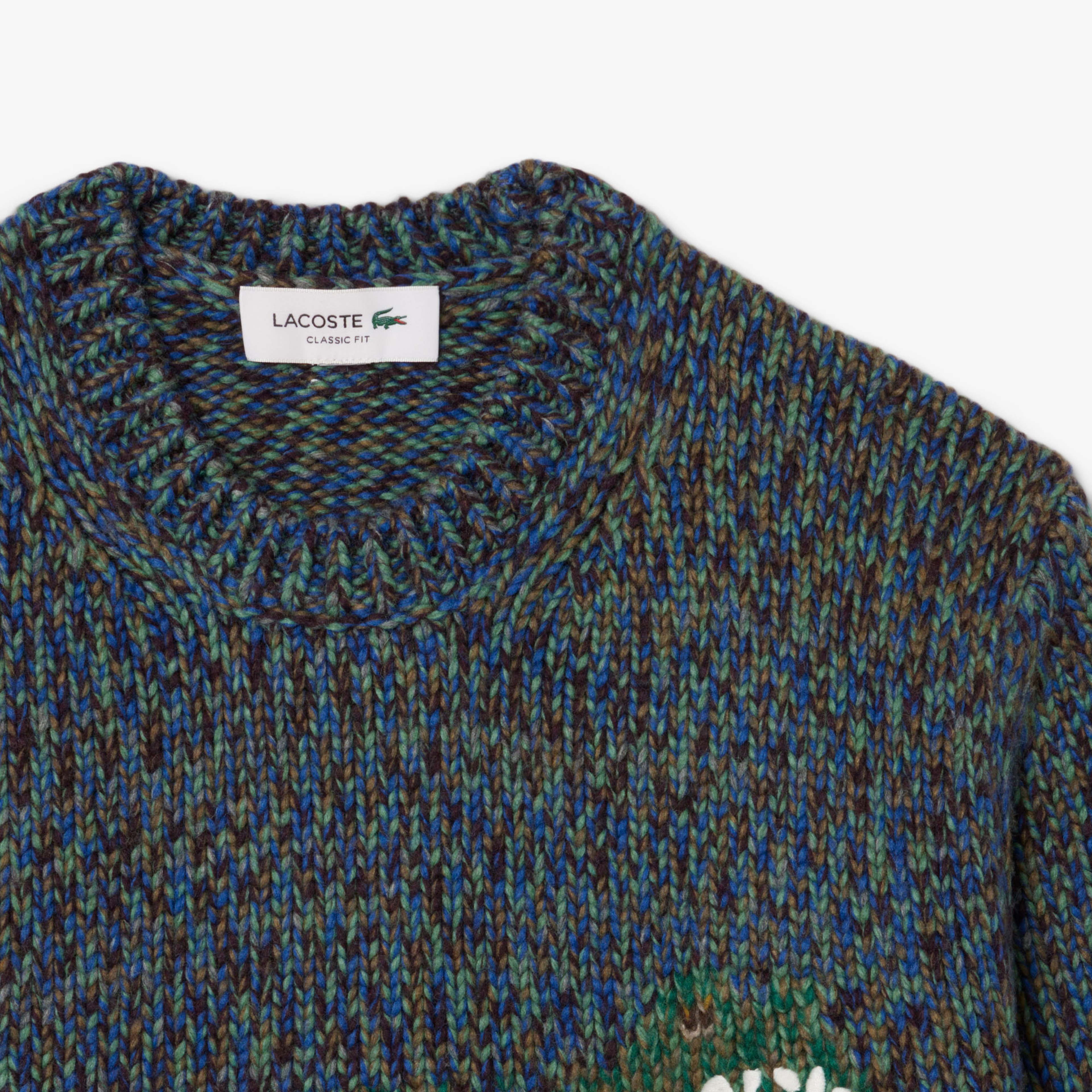 Erkek Classic Fit Bisiklet Yaka Desenli Lacivert Kazak