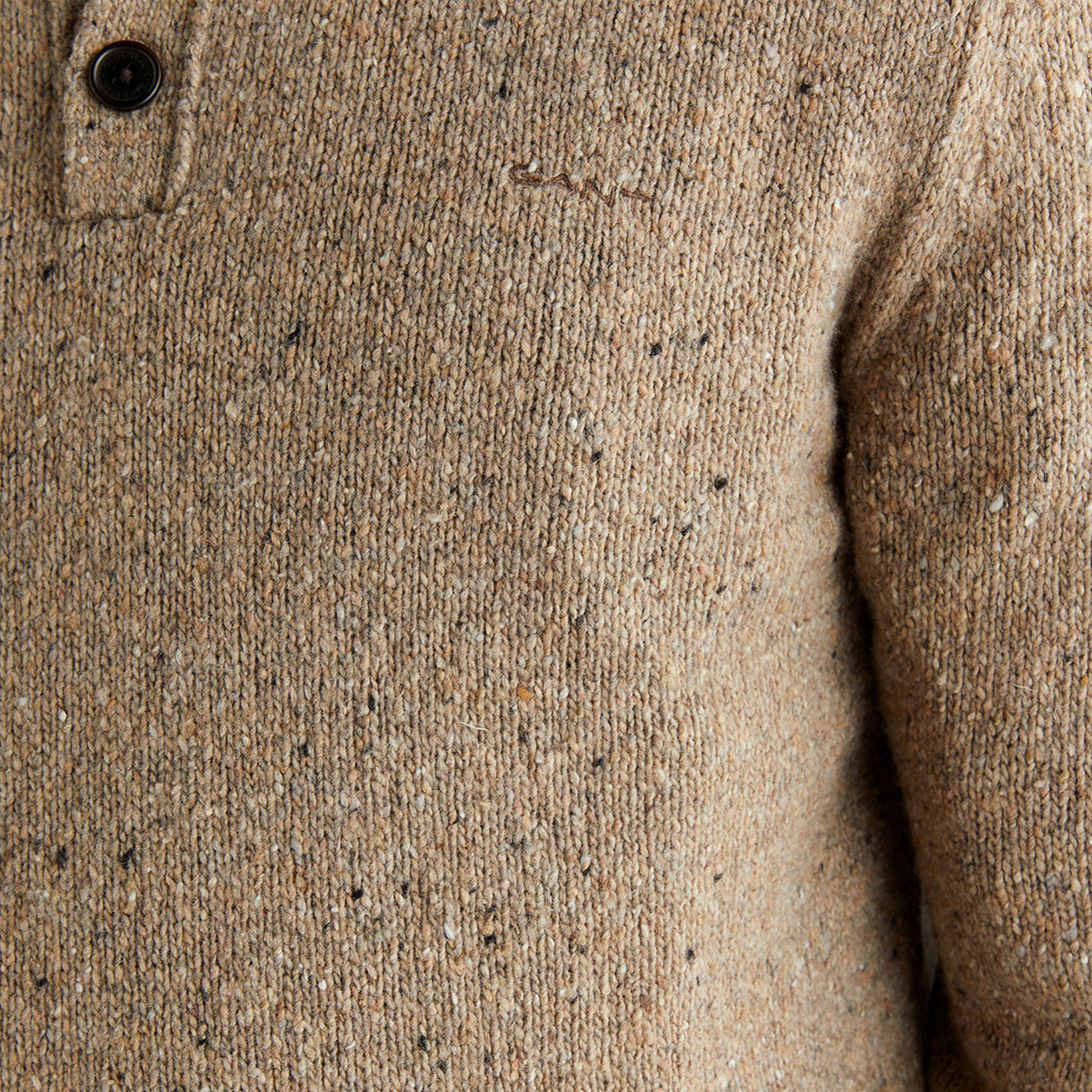 GANT Erkek Bej Regular Fit Düğmeli Yaka Boğazlı Kazak